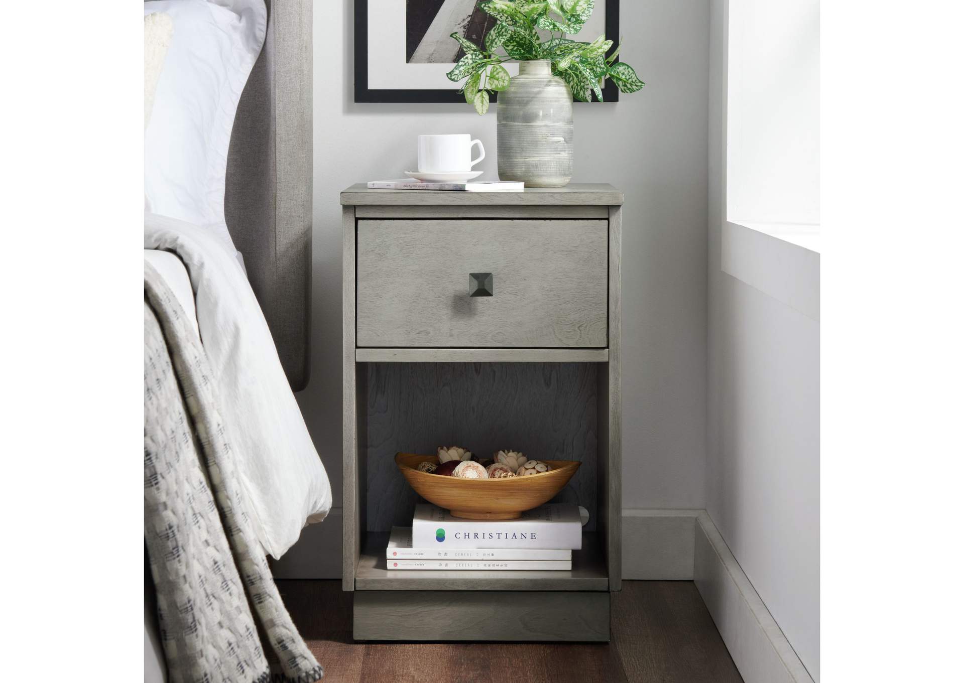 Holly Side Table With Power Port USB In Grey 3A,Elements