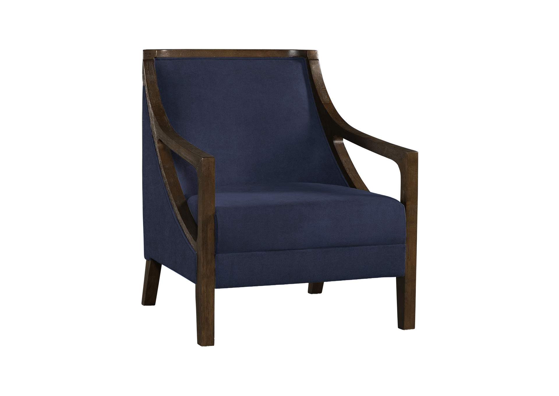 Hopkins Chair With Brown Arm In Columbia Navy,Elements