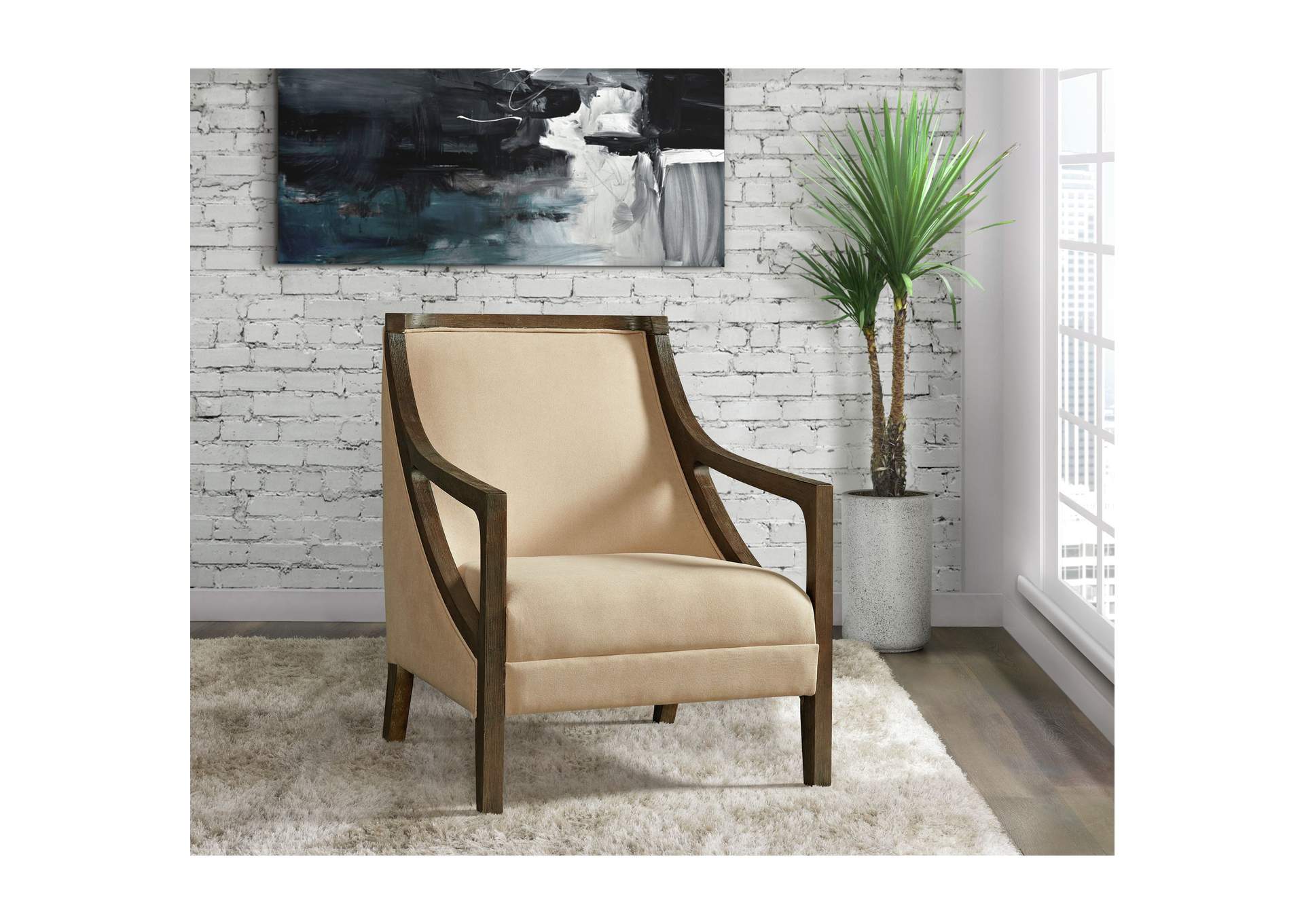 Hopkins Chair With Brown Arm In Columbia Camel,Elements