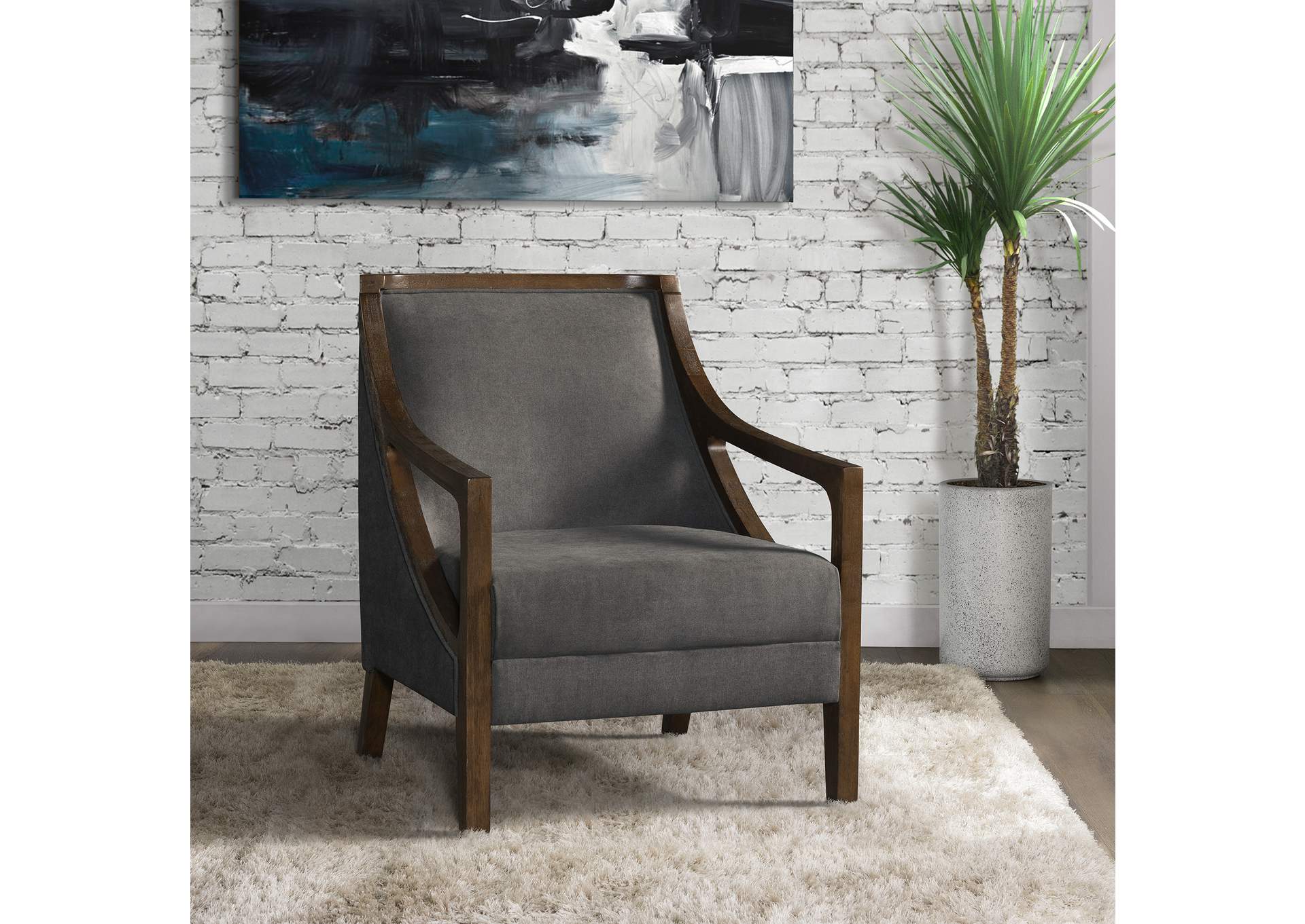 Hopkins Chair With Brown Arm Columbia Charcoal,Elements