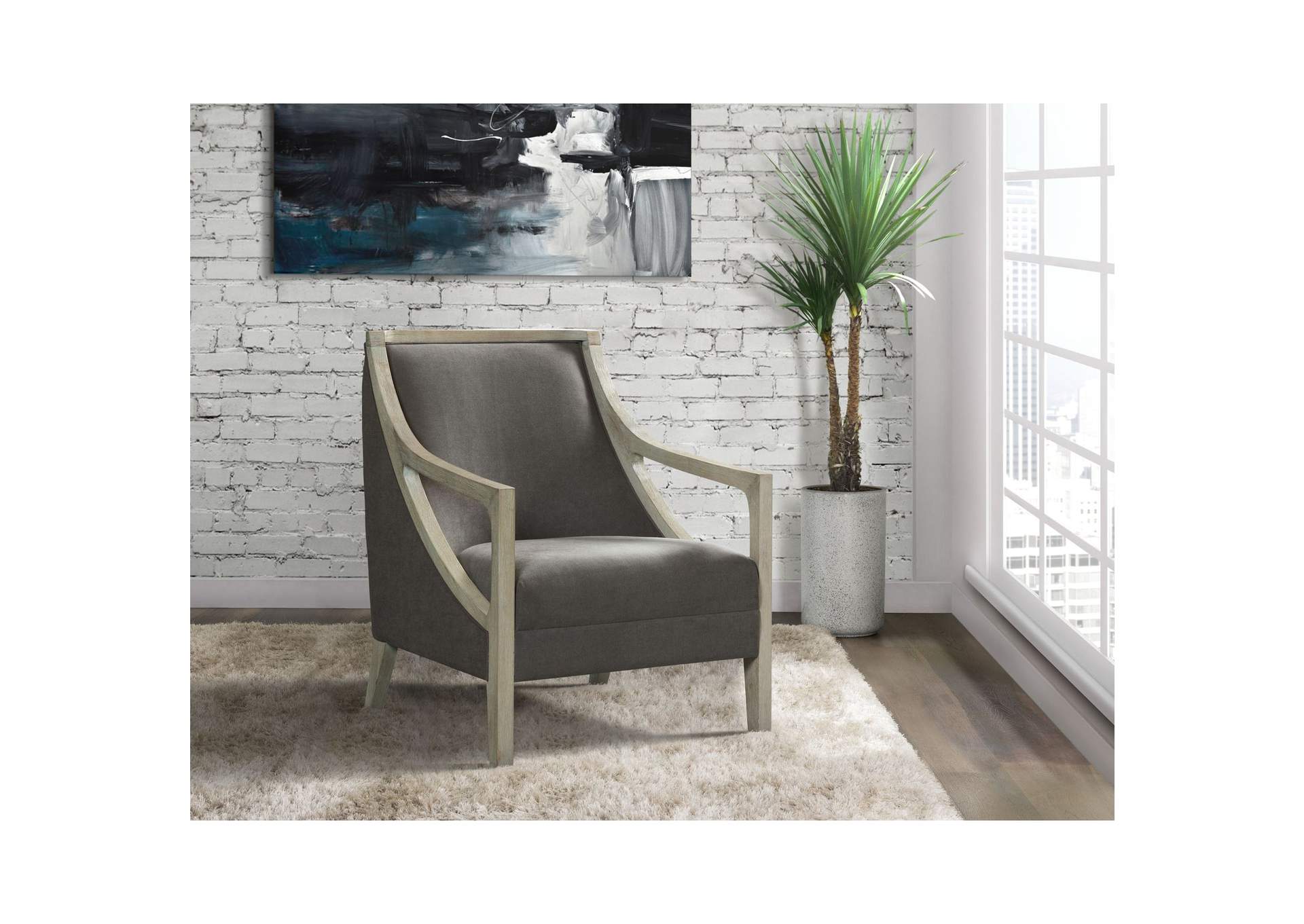 Hopkins Chair With White Wash Arm Columbia Charcoal,Elements