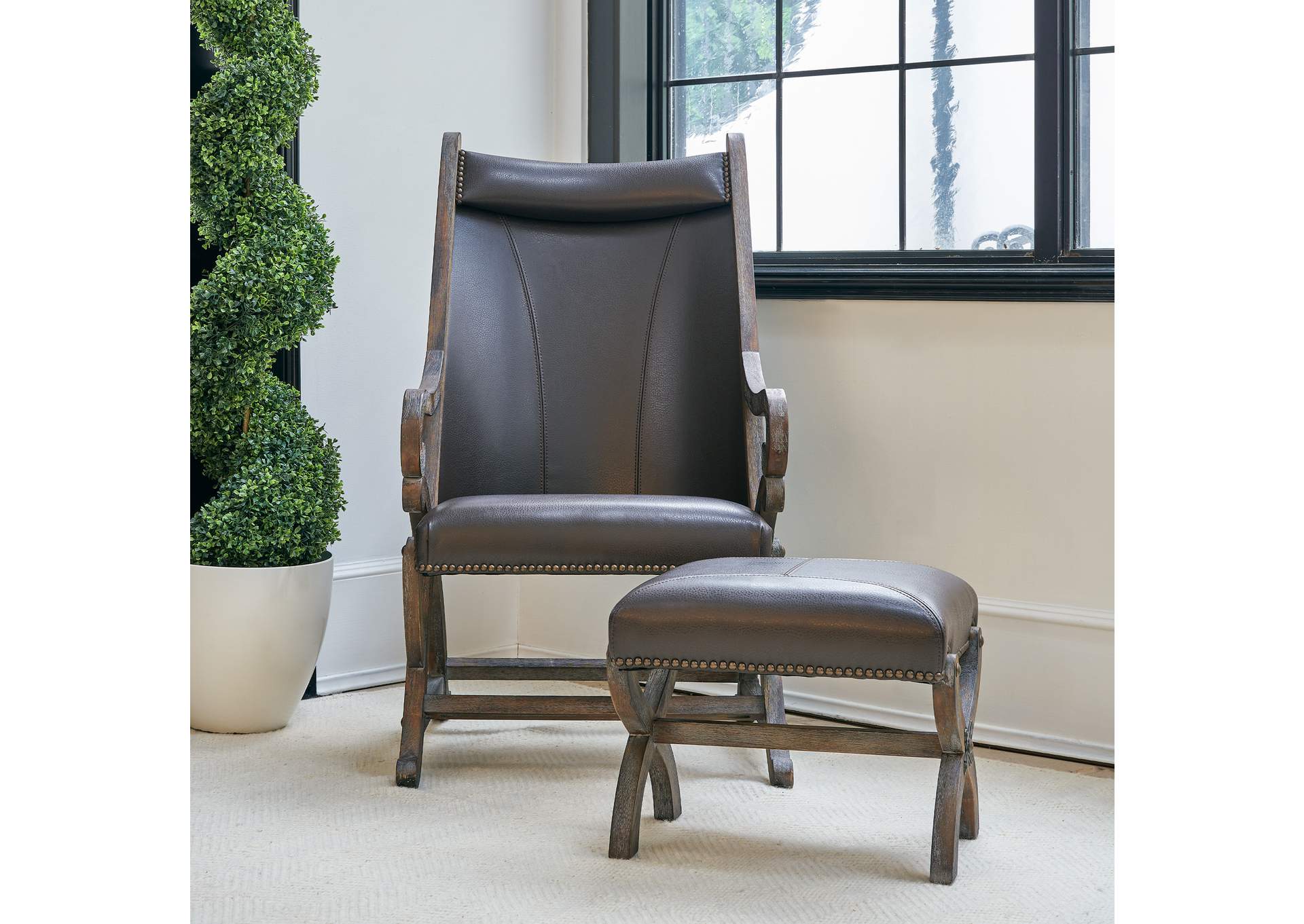 L820 Hunter Chair Ottoman - Brown,Elements