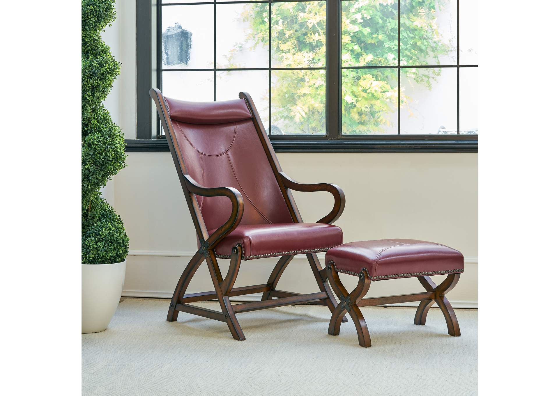 L761 Hunter Chair And Ottoman - Cherry,Elements
