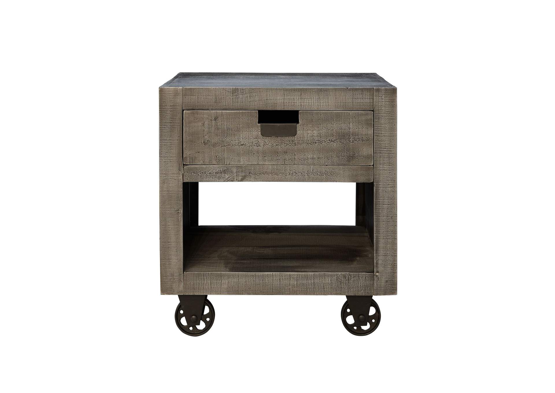 Industrial One Drawer End Table - Grey,Elements