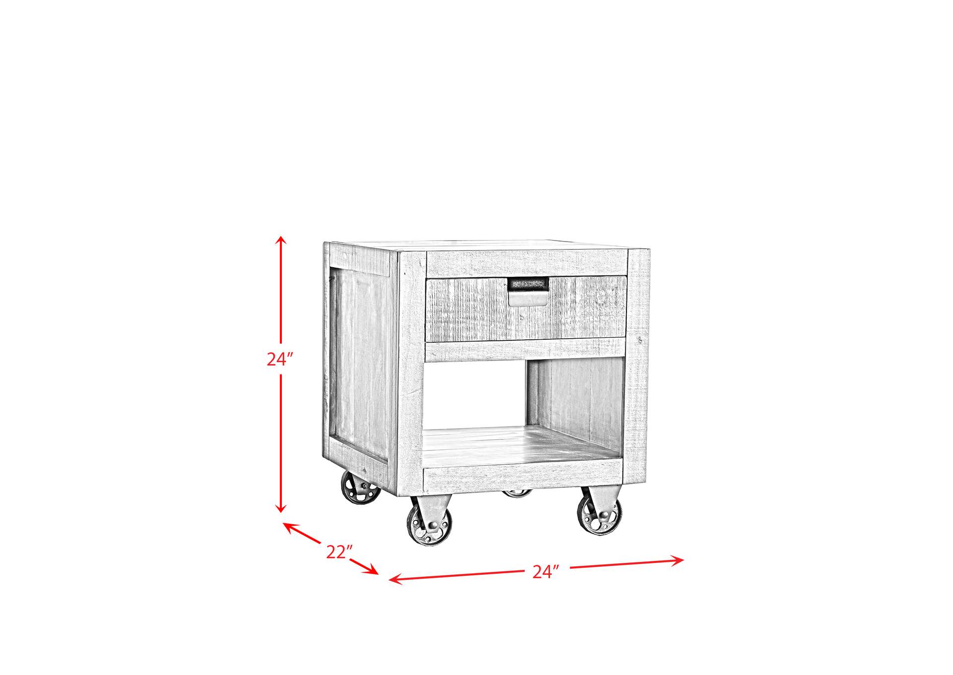 Industrial One Drawer End Table - Grey,Elements