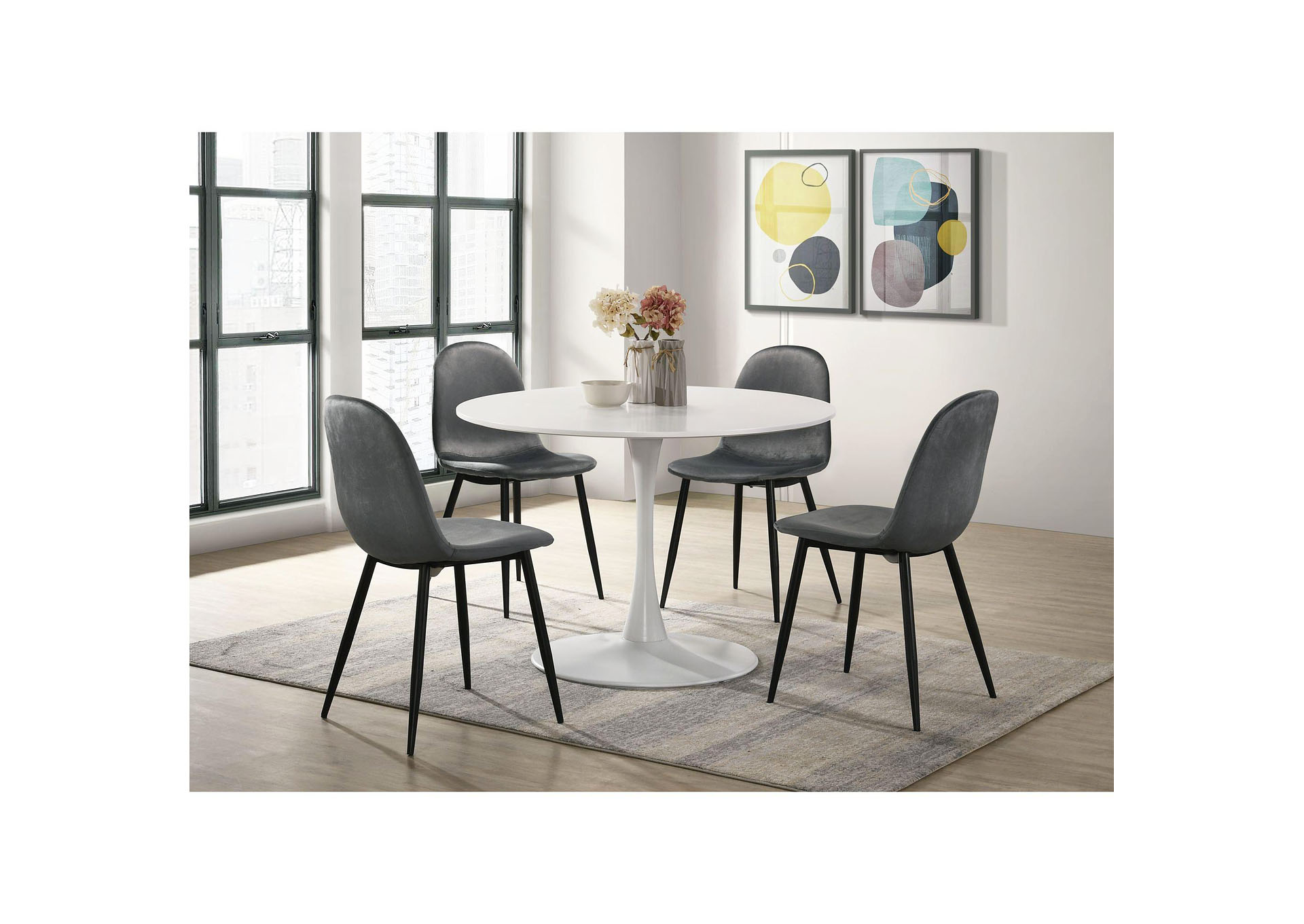 Isadora Side Chair In Dark Grey Velvet 2 Per Pack 3A,Elements