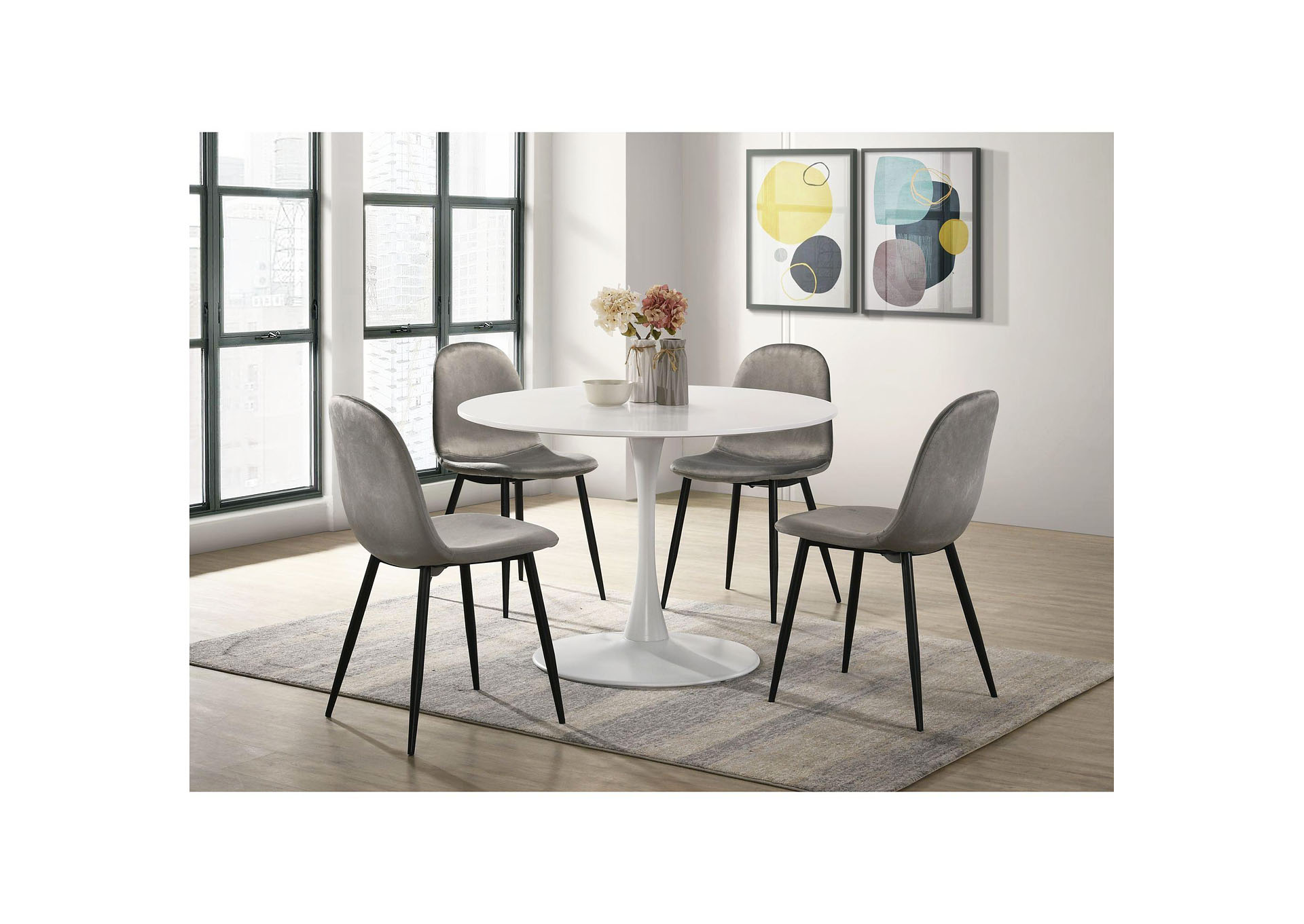 Isadora Side Chair In Light Grey Velvet 2 Per Pack 3A,Elements