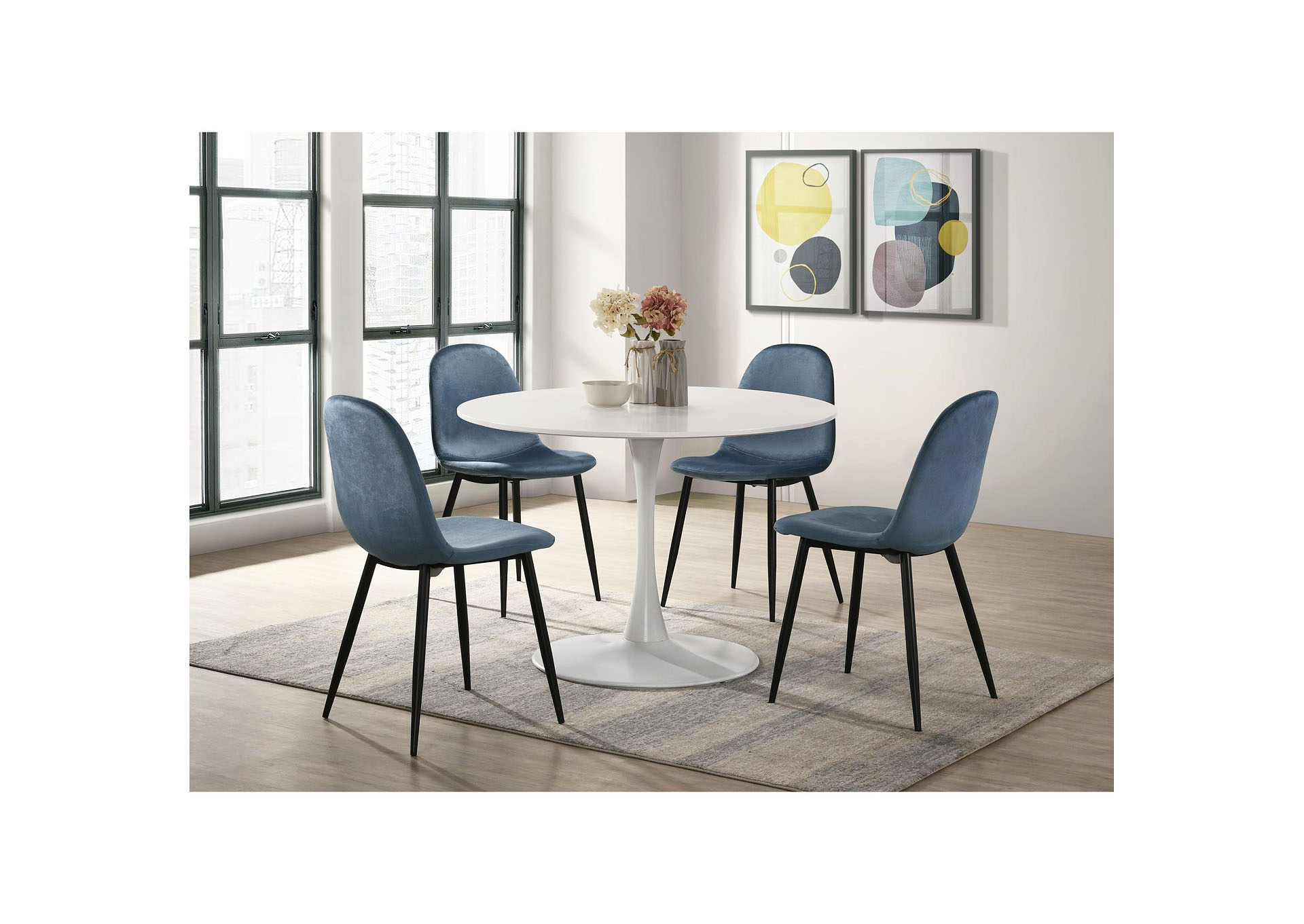 Isadora Side Chair In Navy Blue Velvet 2 Per Pack 3A,Elements
