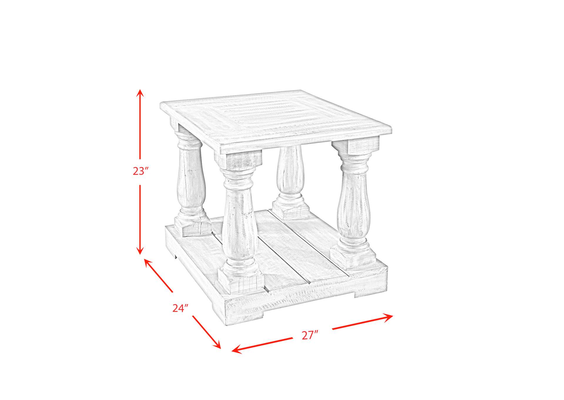 Ivan Four Pedestal End Table Smoke Grey,Elements