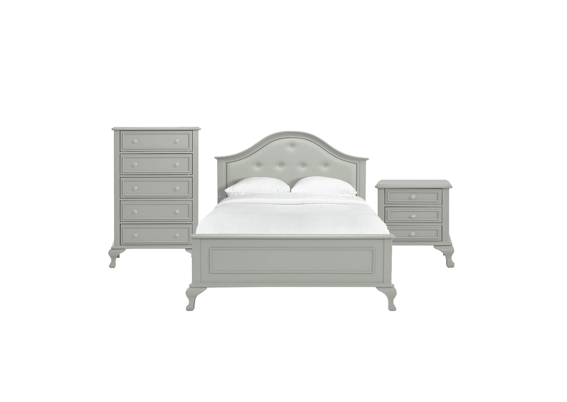 Jesse Full Panel 3 Piece Bedroom Set In Grey,Elements