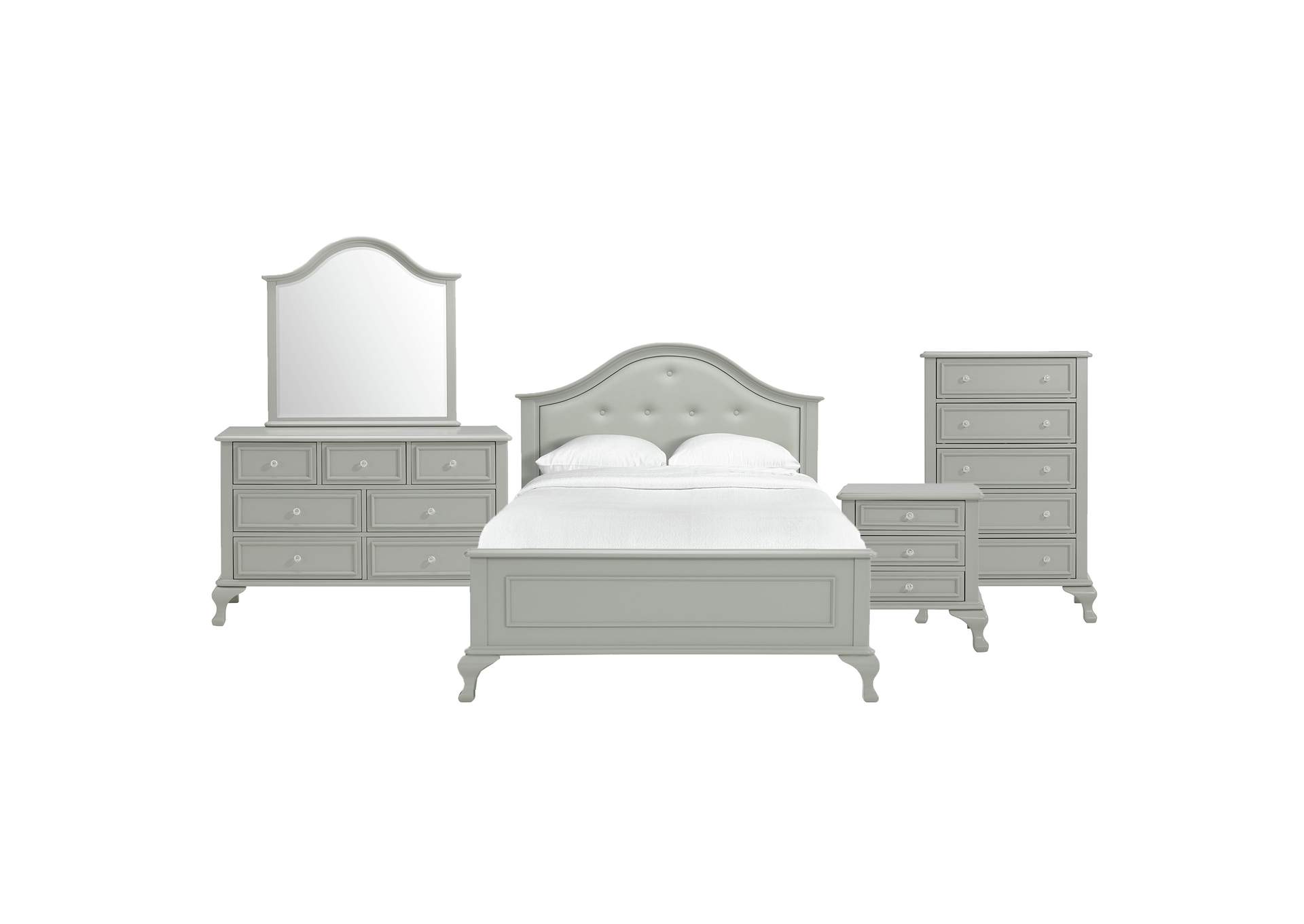 Jesse Full Panel 5 Piece Bedroom Set In Grey,Elements