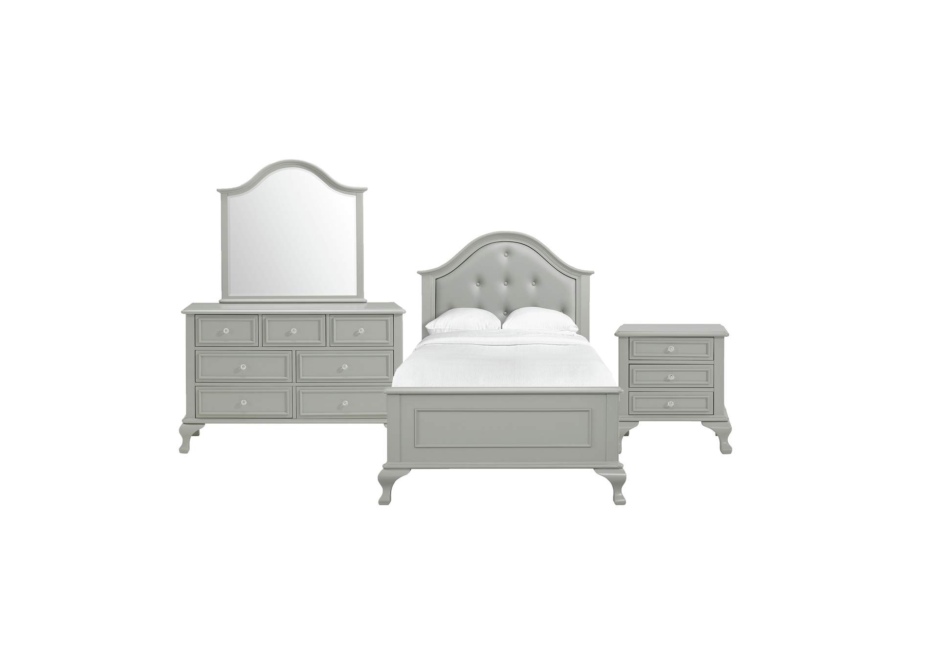 Jesse Twin Panel 4 Piece Bedroom Set In Grey,Elements