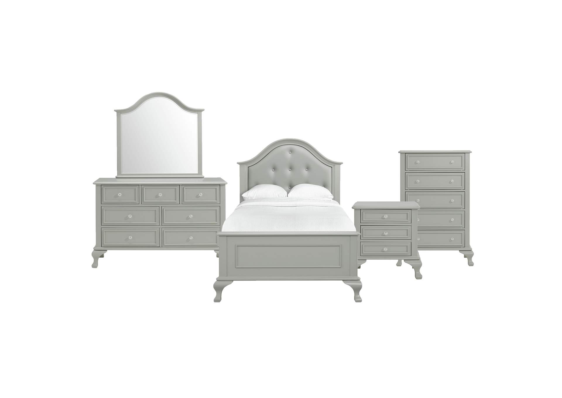 Jesse Twin Panel 5 Piece Bedroom Set In Grey,Elements