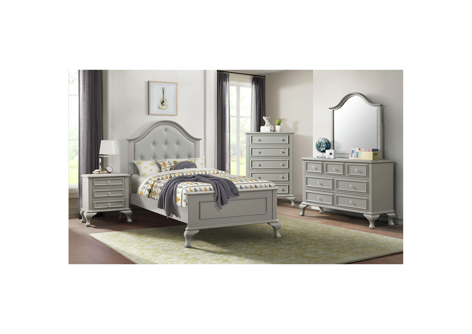 Jesse Twin Panel Bed In Grey,Elements