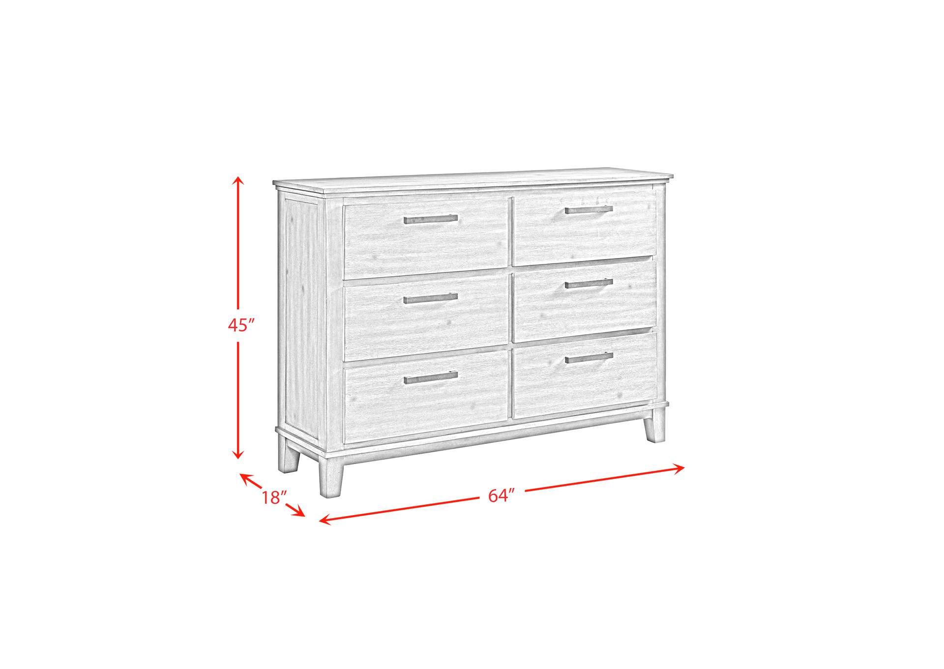 Jolene 6 - Drawer Dresser In Grey,Elements