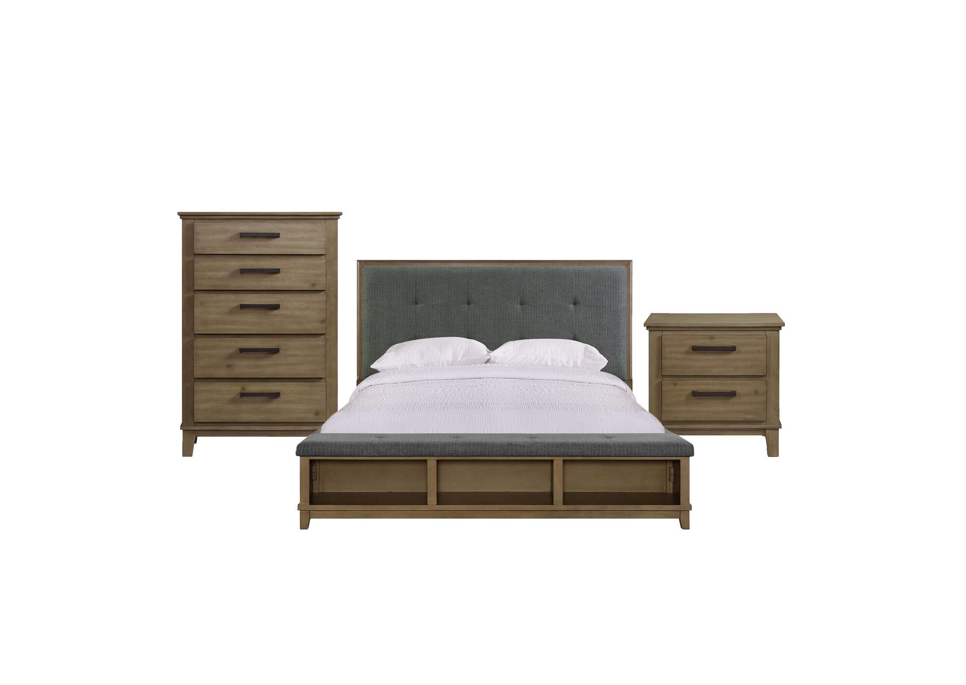 Jolene King Storage 3 Piece Bedroom Set In Grey,Elements