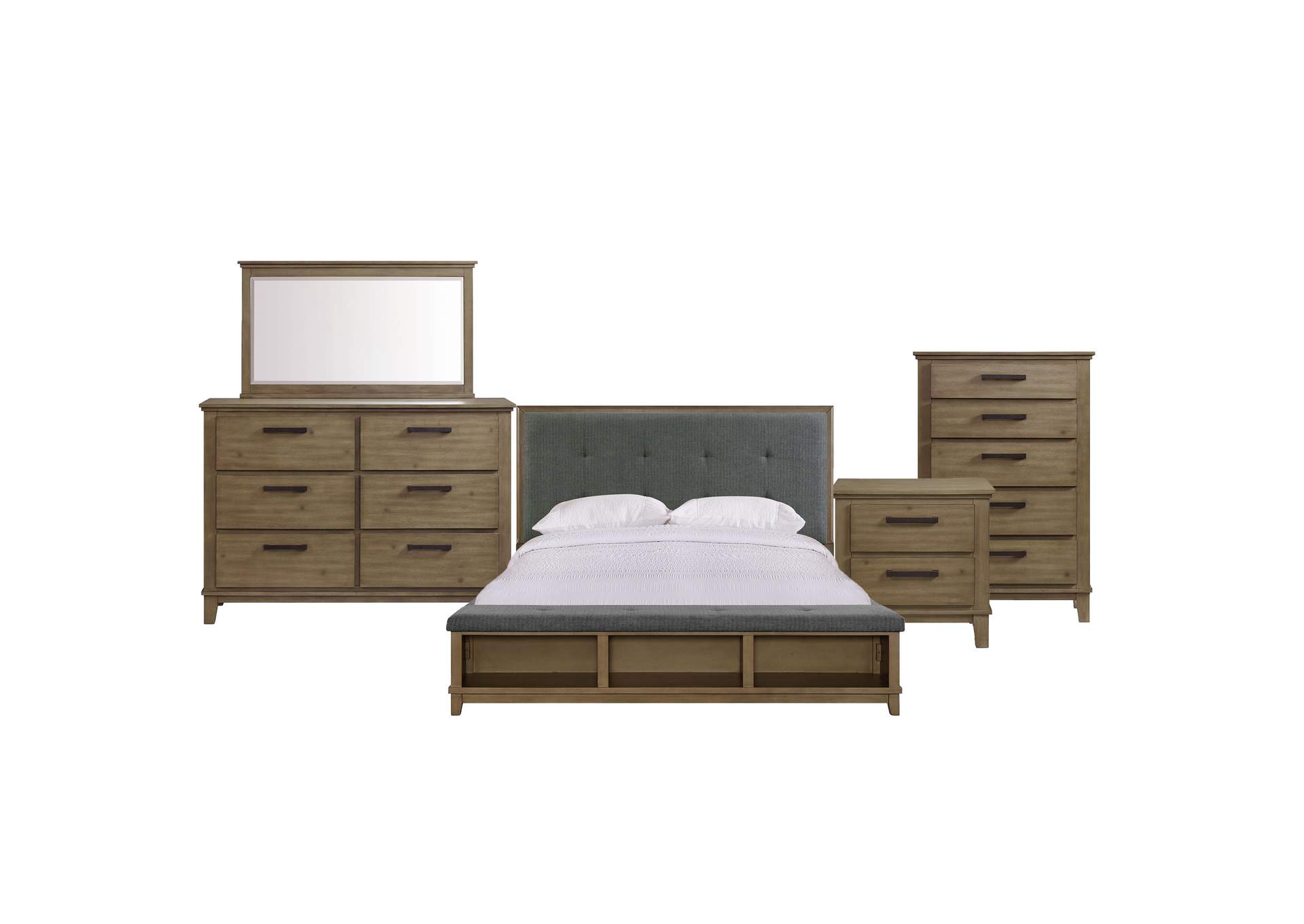 Jolene King Storage 5 Piece Bedroom Set In Grey,Elements