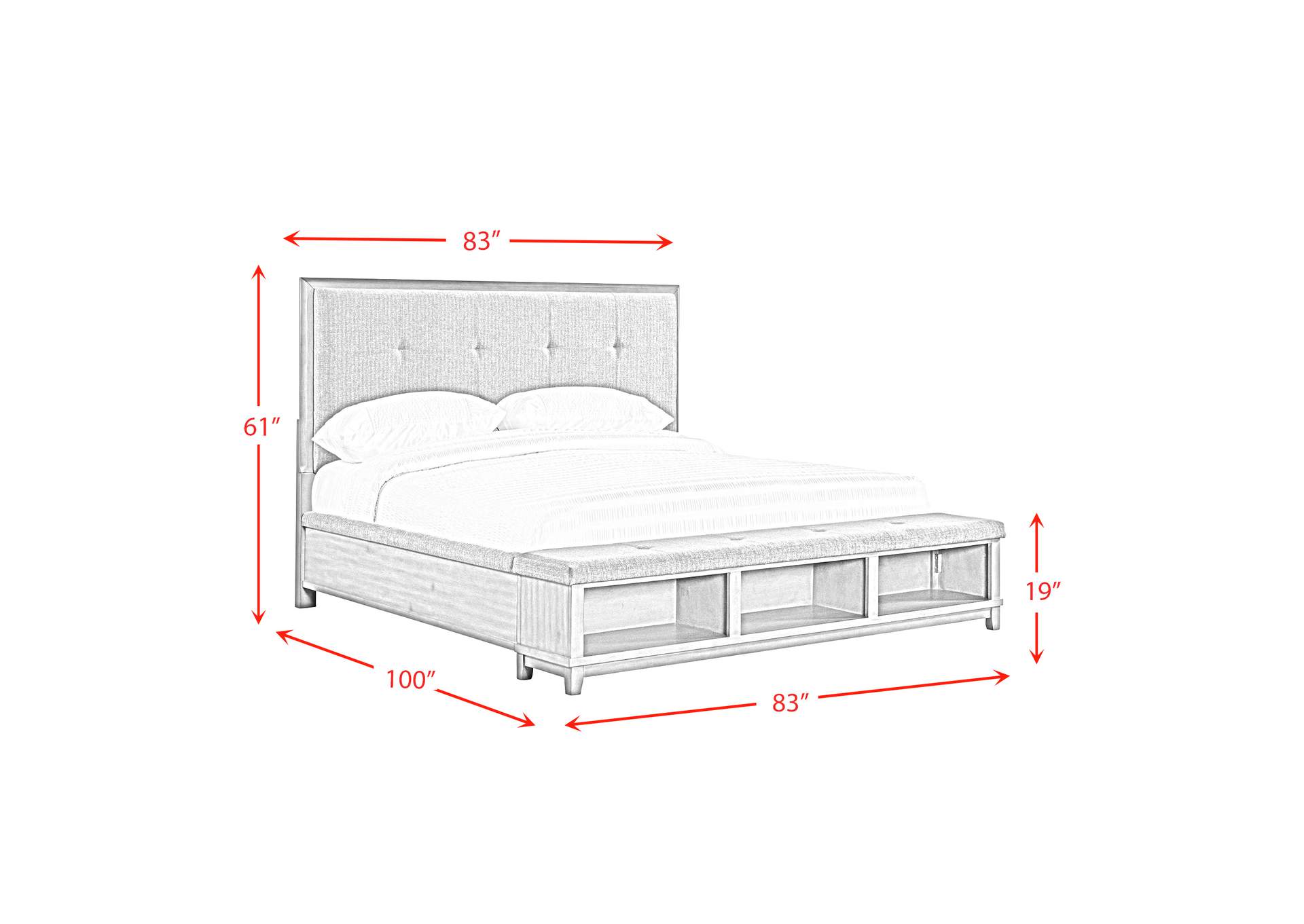 Jolene King Storage 5 Piece Bedroom Set In Grey,Elements