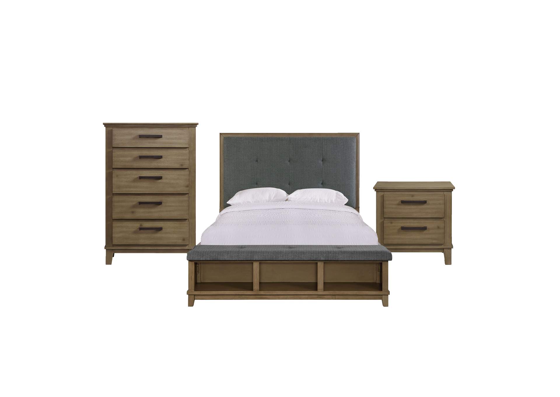Jolene Queen Storage 3 Piece Bedroom Set In Grey,Elements