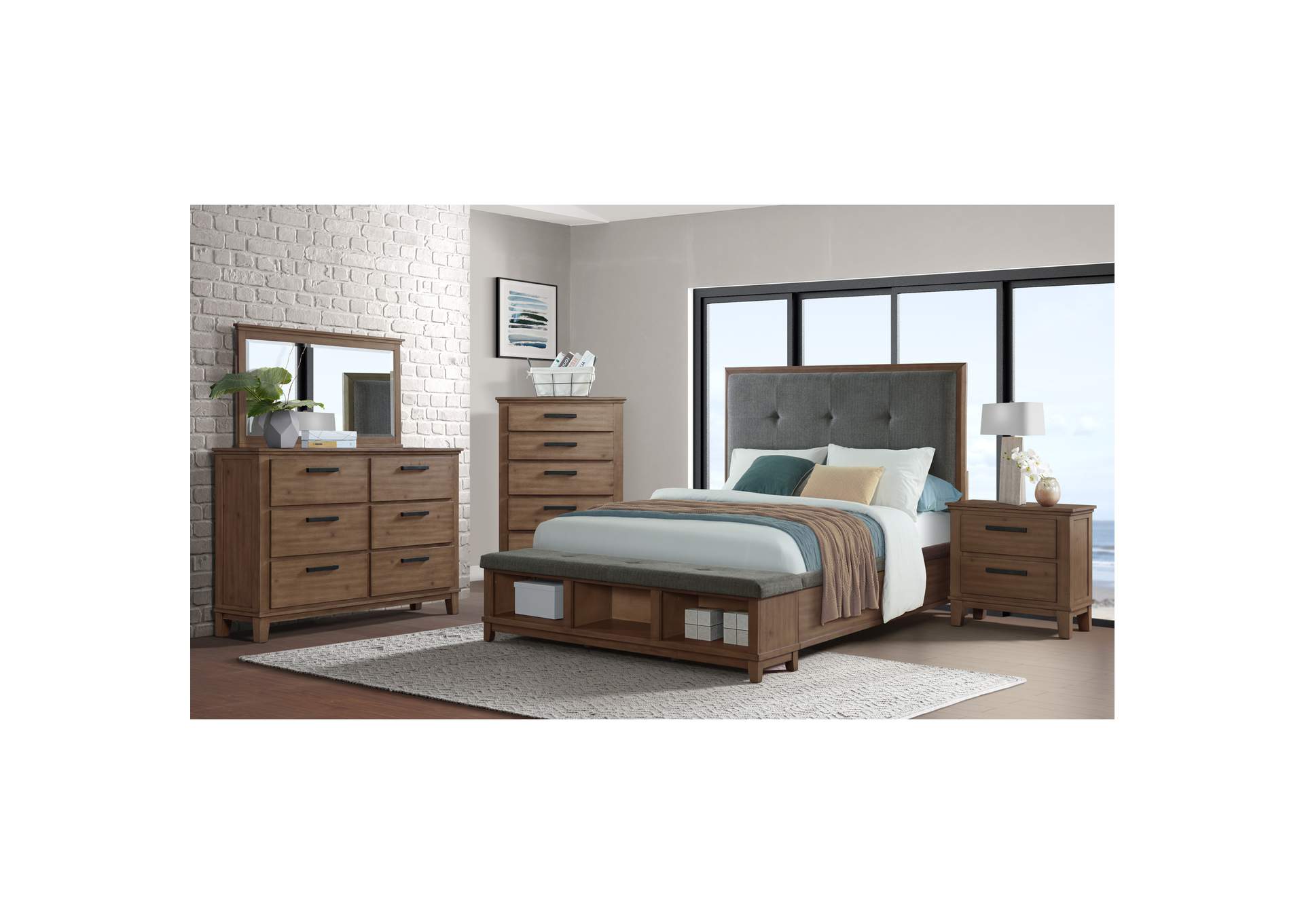 Jolene King Storage 5 Piece Bedroom Set In Grey,Elements