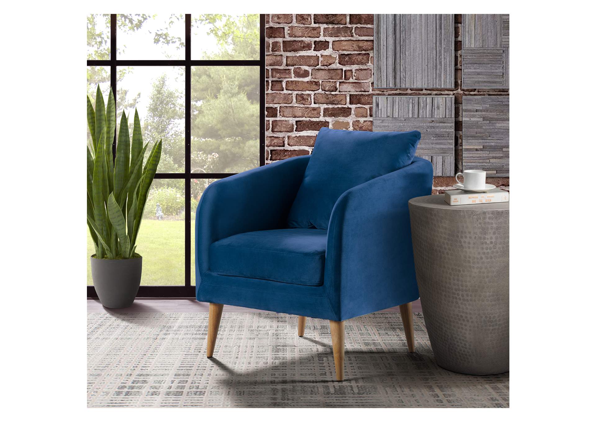 Joss Chair 2 With Natural Wood Legs Broadway Navy3A,Elements