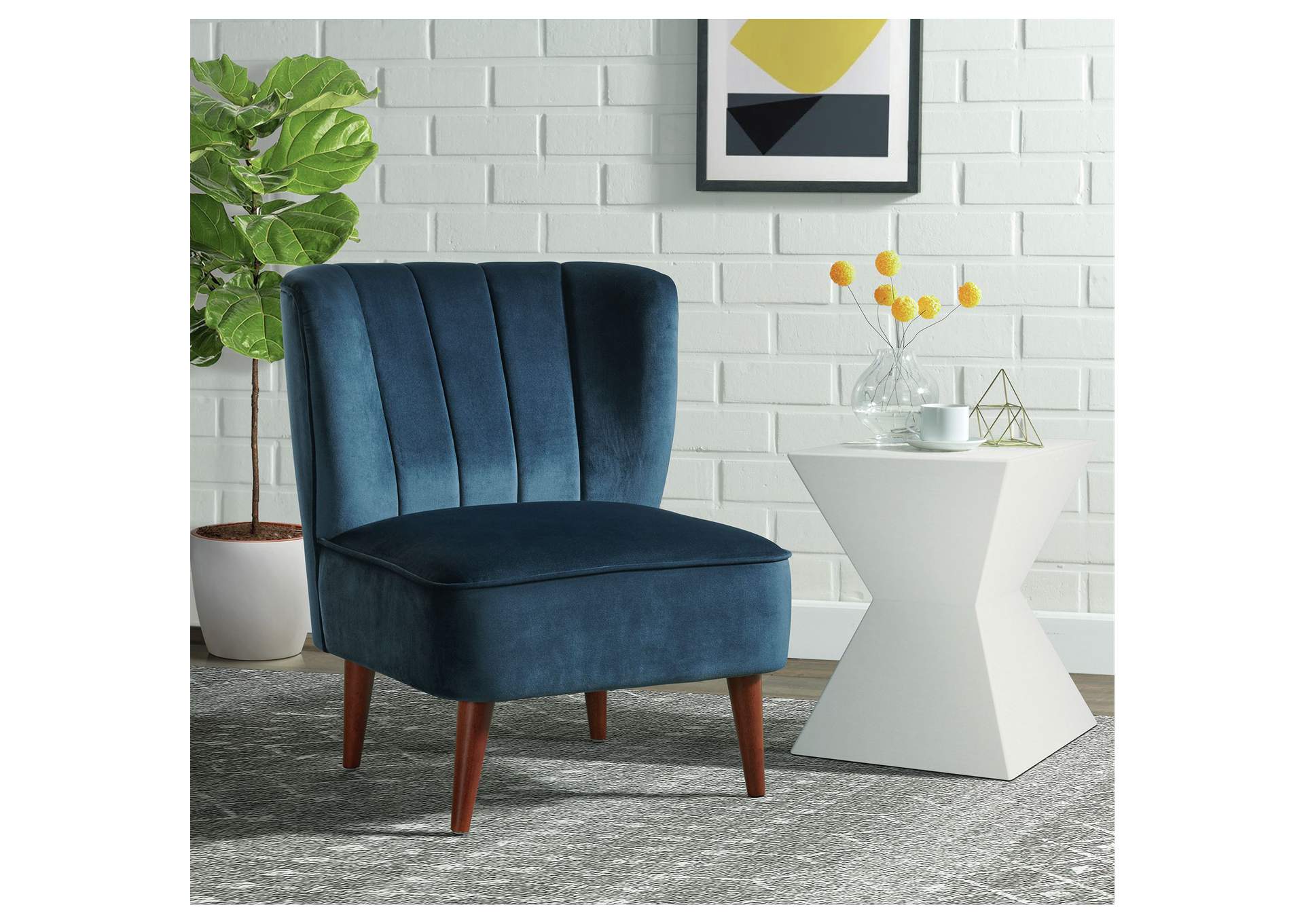 Joss Chair 1 With Walnut Wood Legs Broadway Navy 3A,Elements