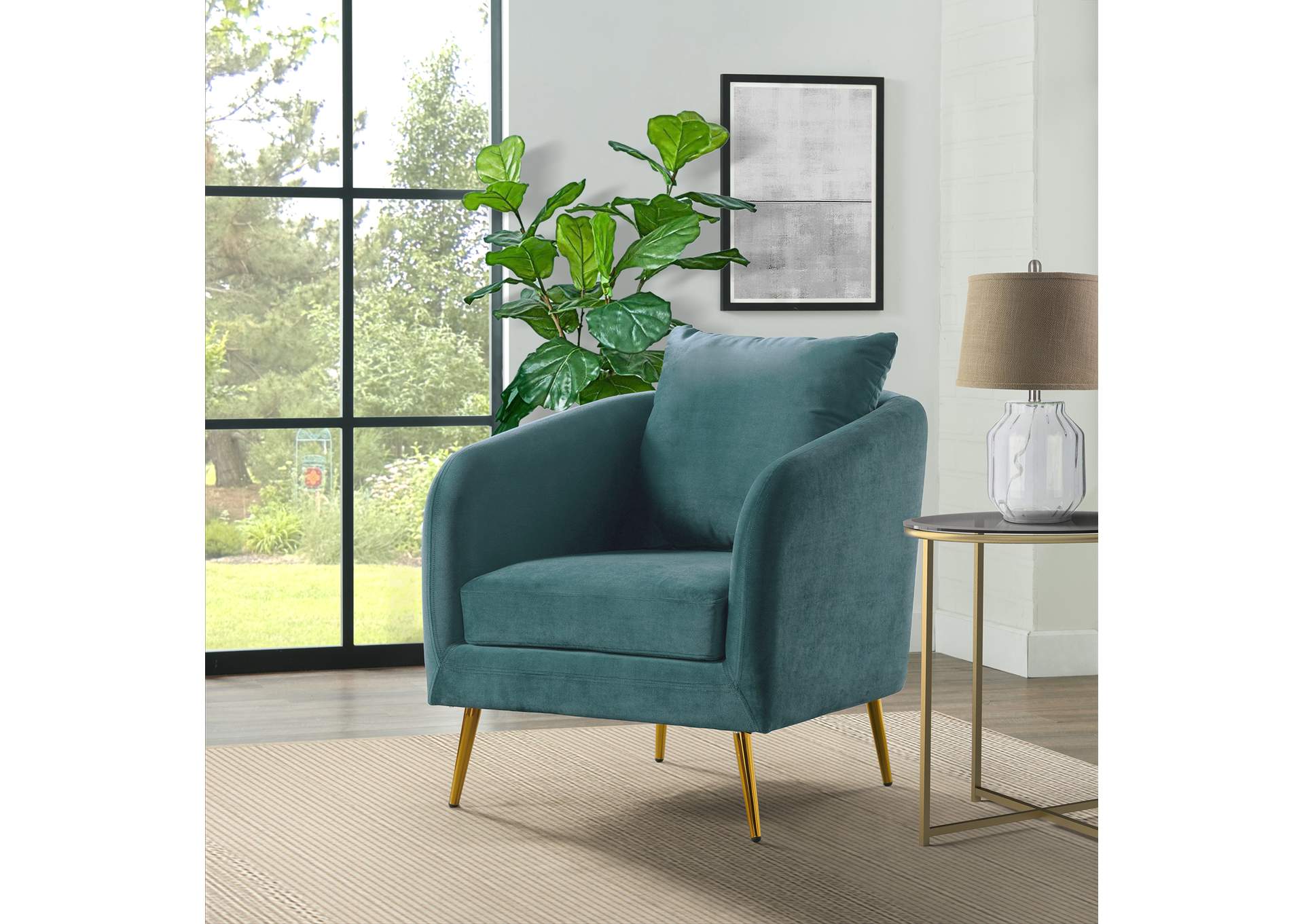 Joss Chair 2 With Metal Gold Legs Broadway Marine Blue3A,Elements