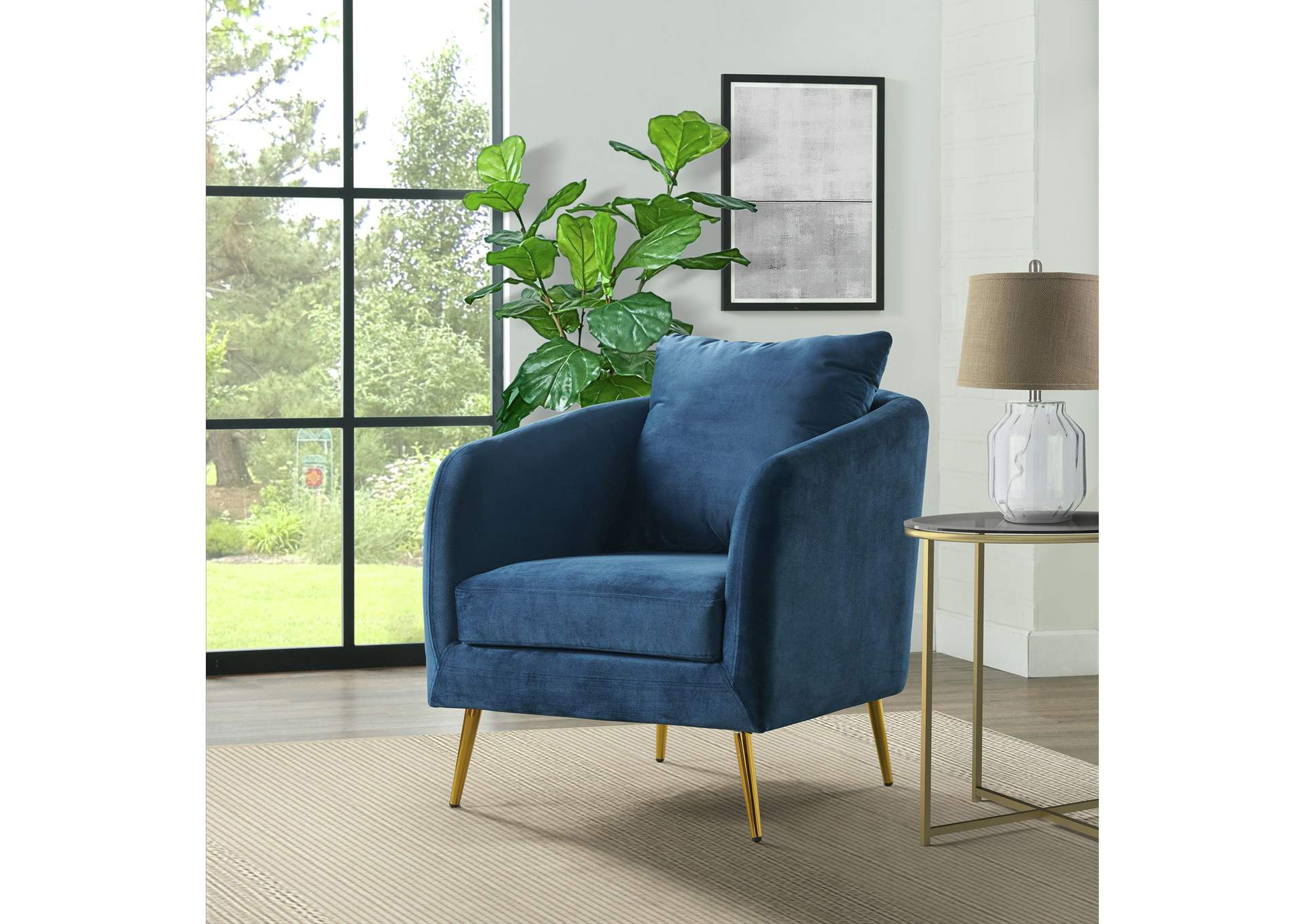 Joss Chair 2 With Metal Gold Legs Broadway Navy3A,Elements