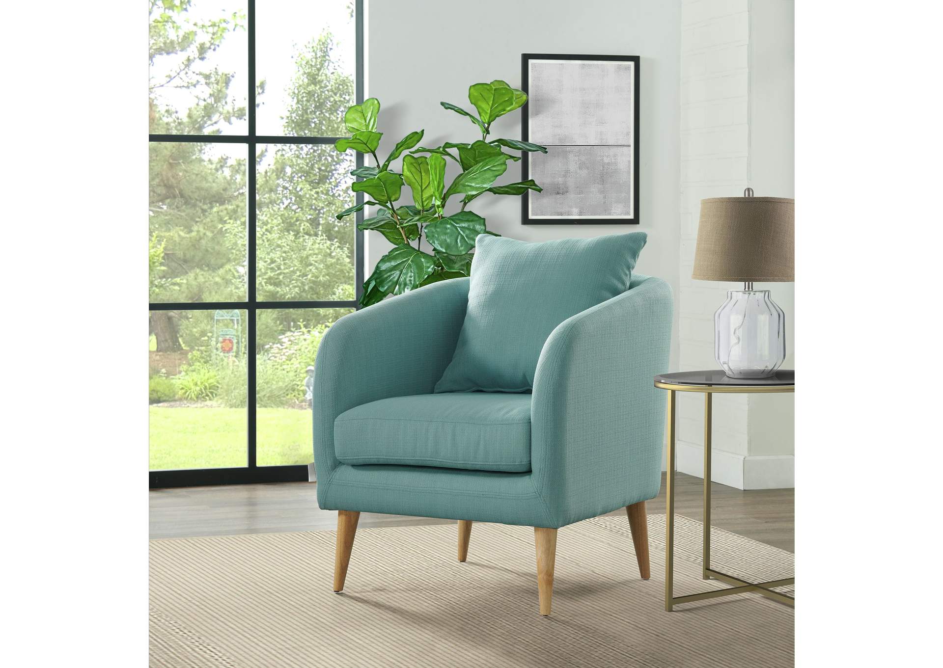 Joss Chair 2 With Natural Wood Legs Aria Green3A,Elements
