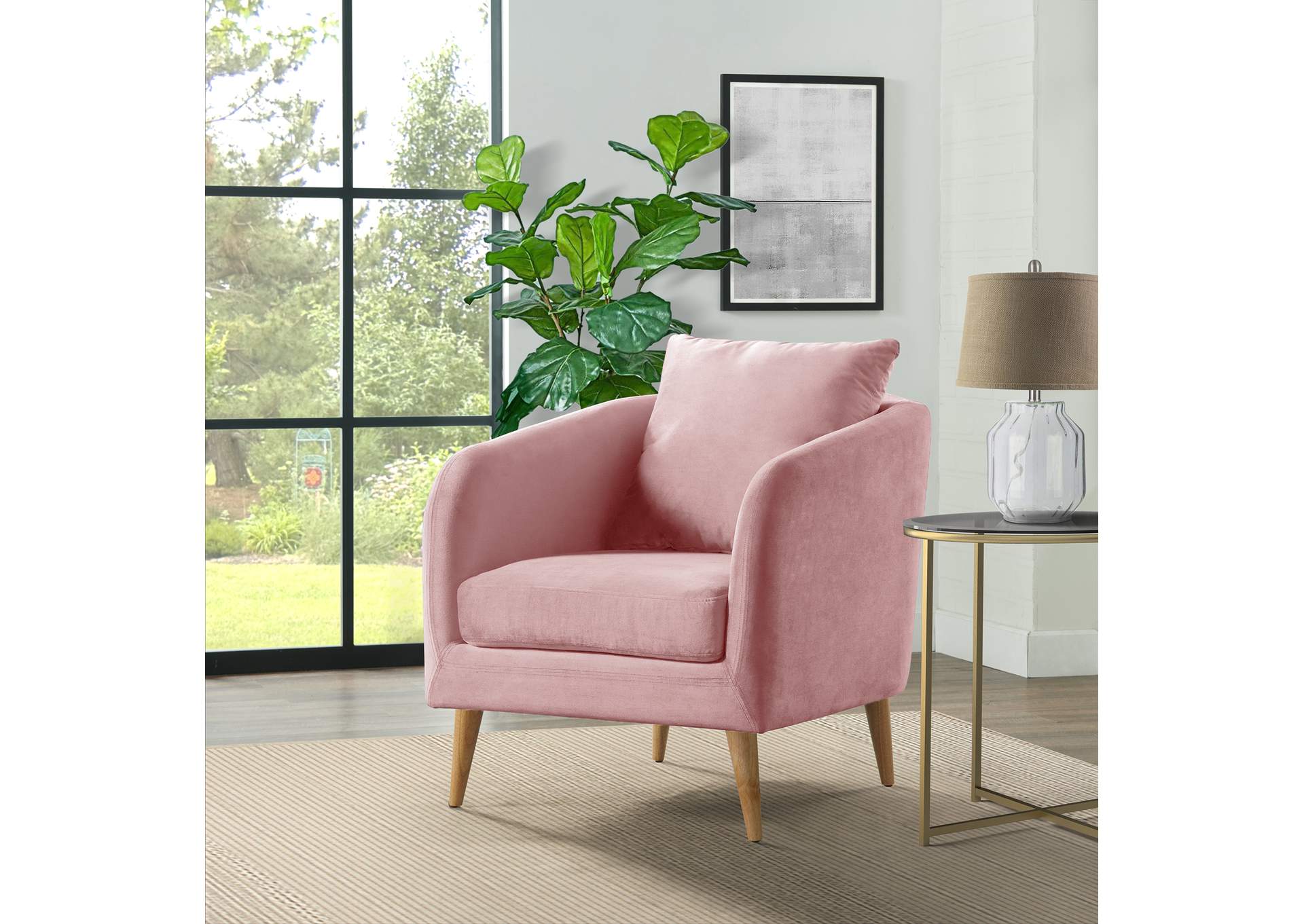 Joss Chair 2 With Natural Wood Legs Broadway Blush 3A,Elements