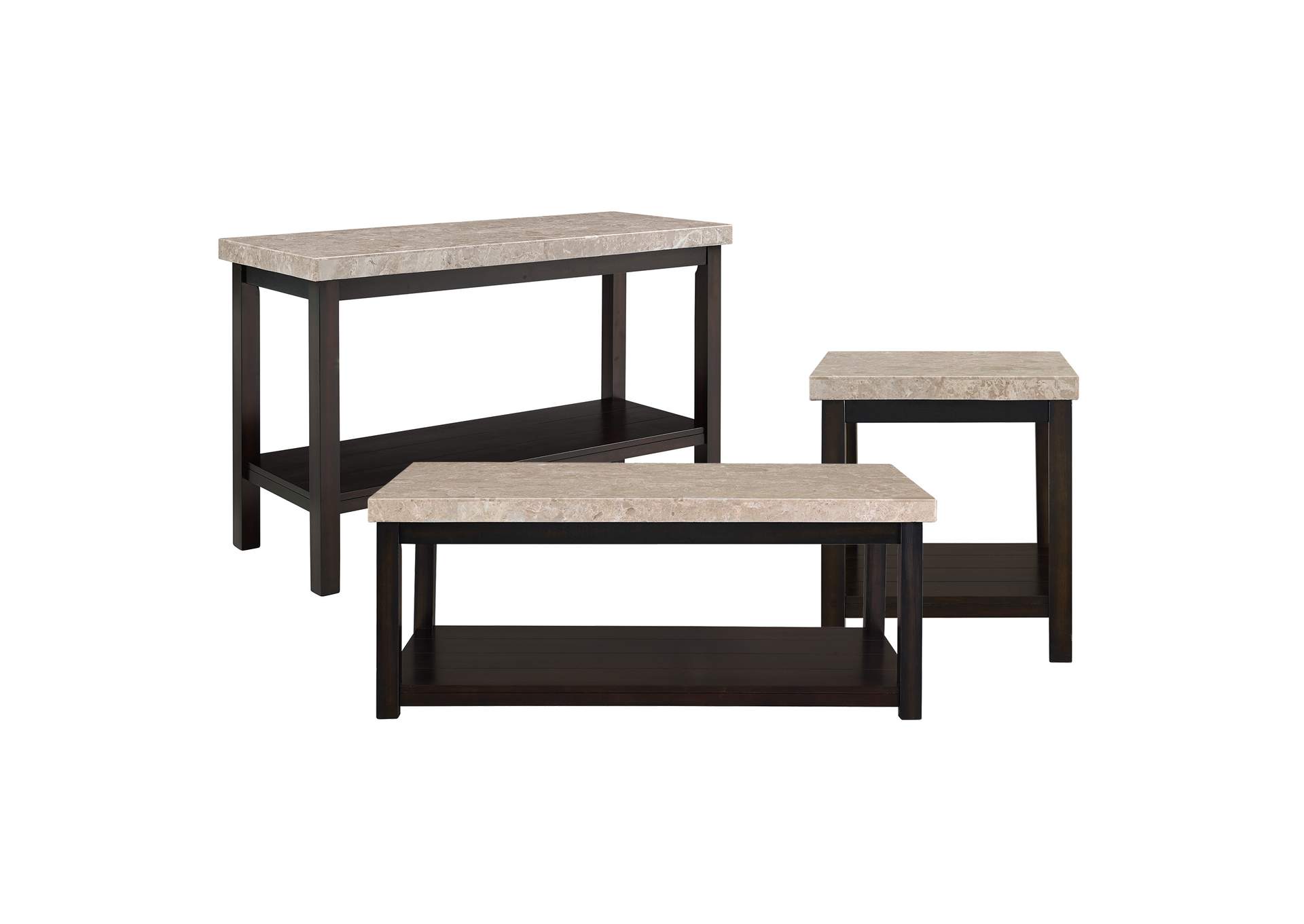 Kansas 3 Piece Occasional Table Set - Coffee Table One End Table One Sofa Table,Elements