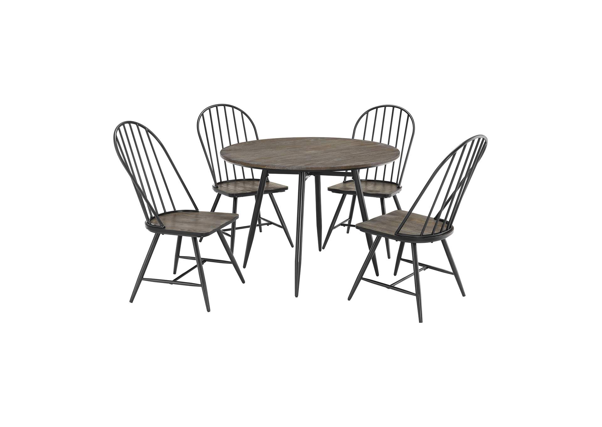 Keenan 5 Piece Standard Height Dining Set In Black - Table And Four Chairs,Elements