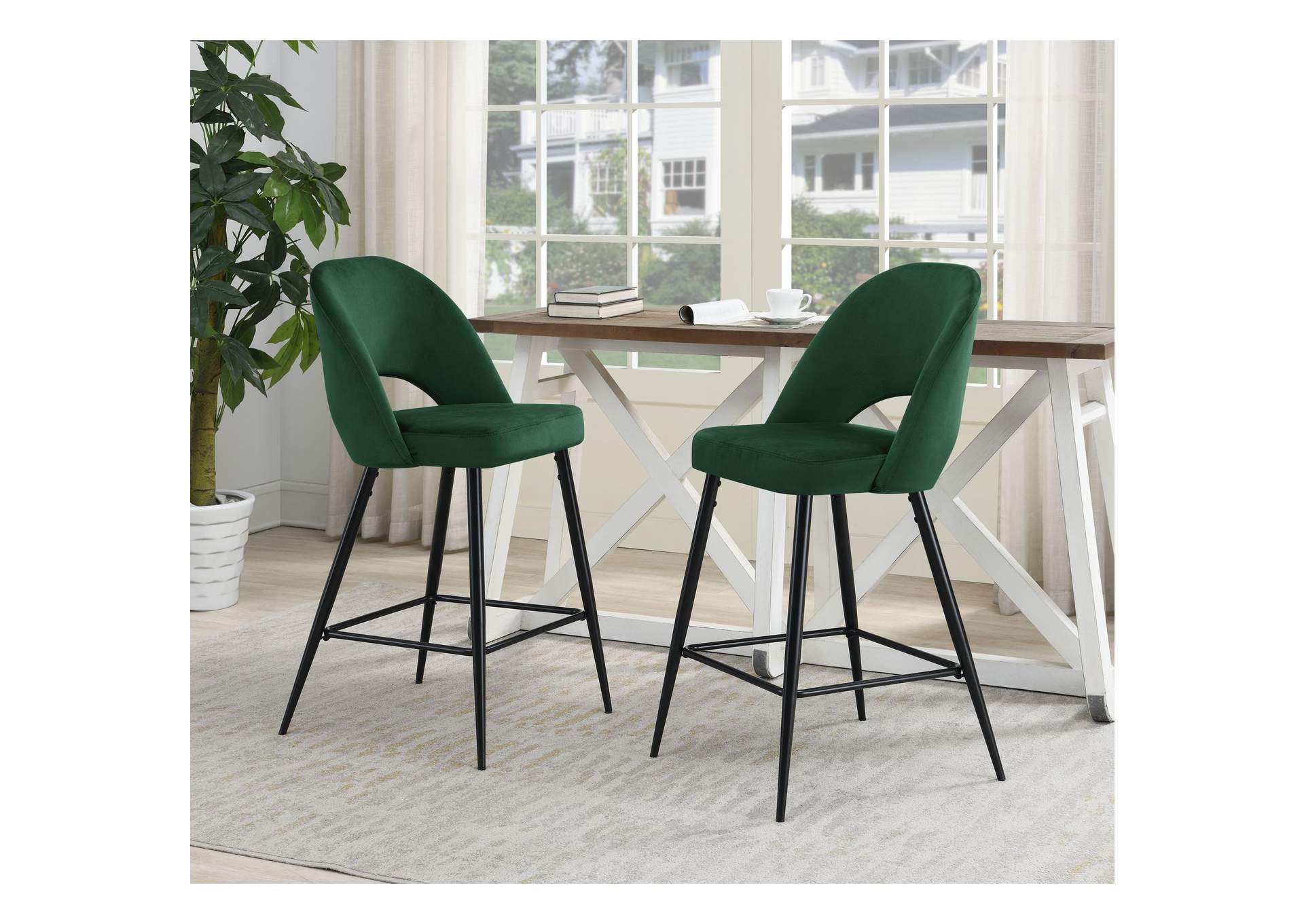 Kendall Black Leg Bar Stool D6240 In Broadway Emerald 2 Pcs Per Carton,Elements