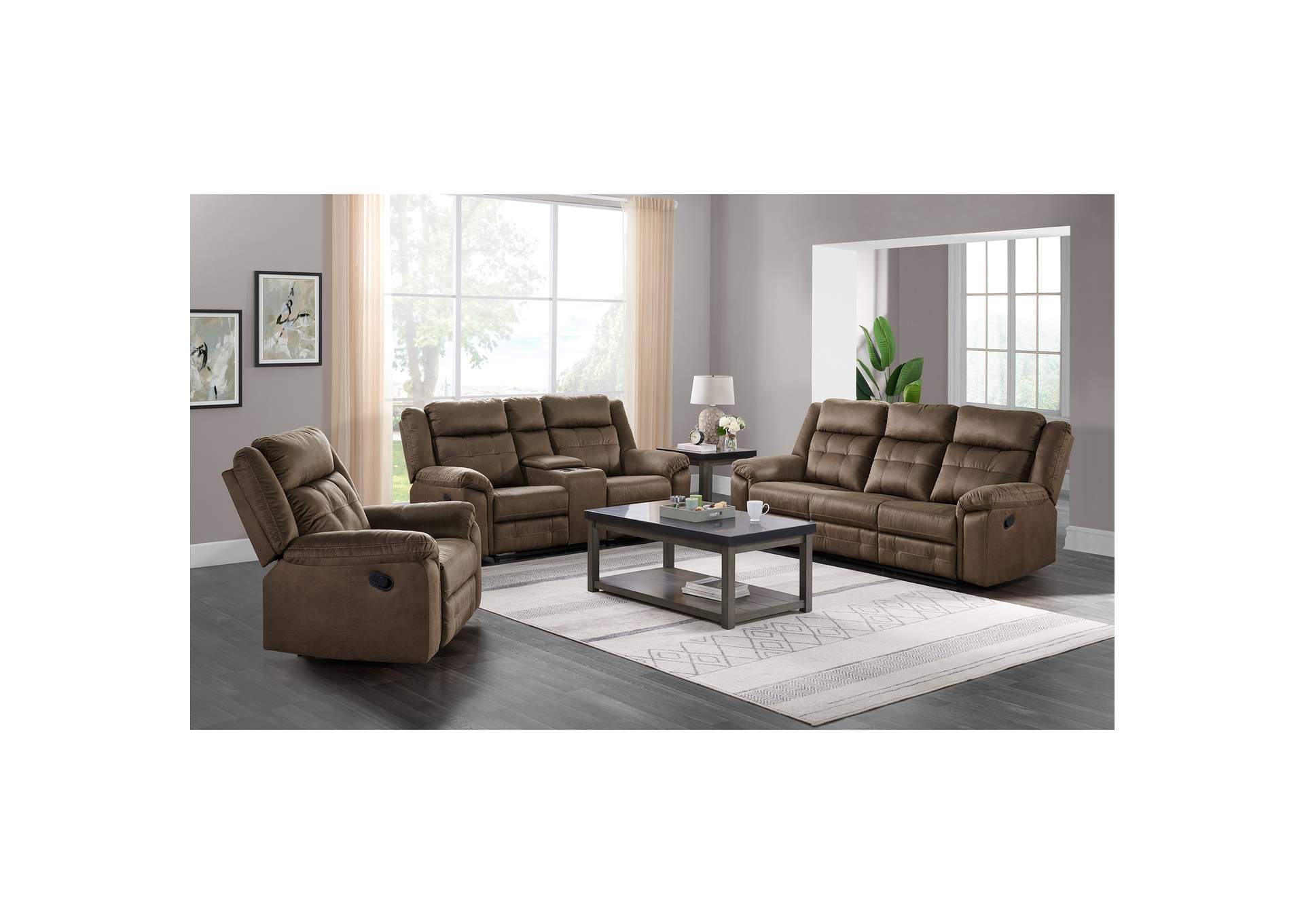 Keystone Motion Loveseat With Console In Brown,Elements