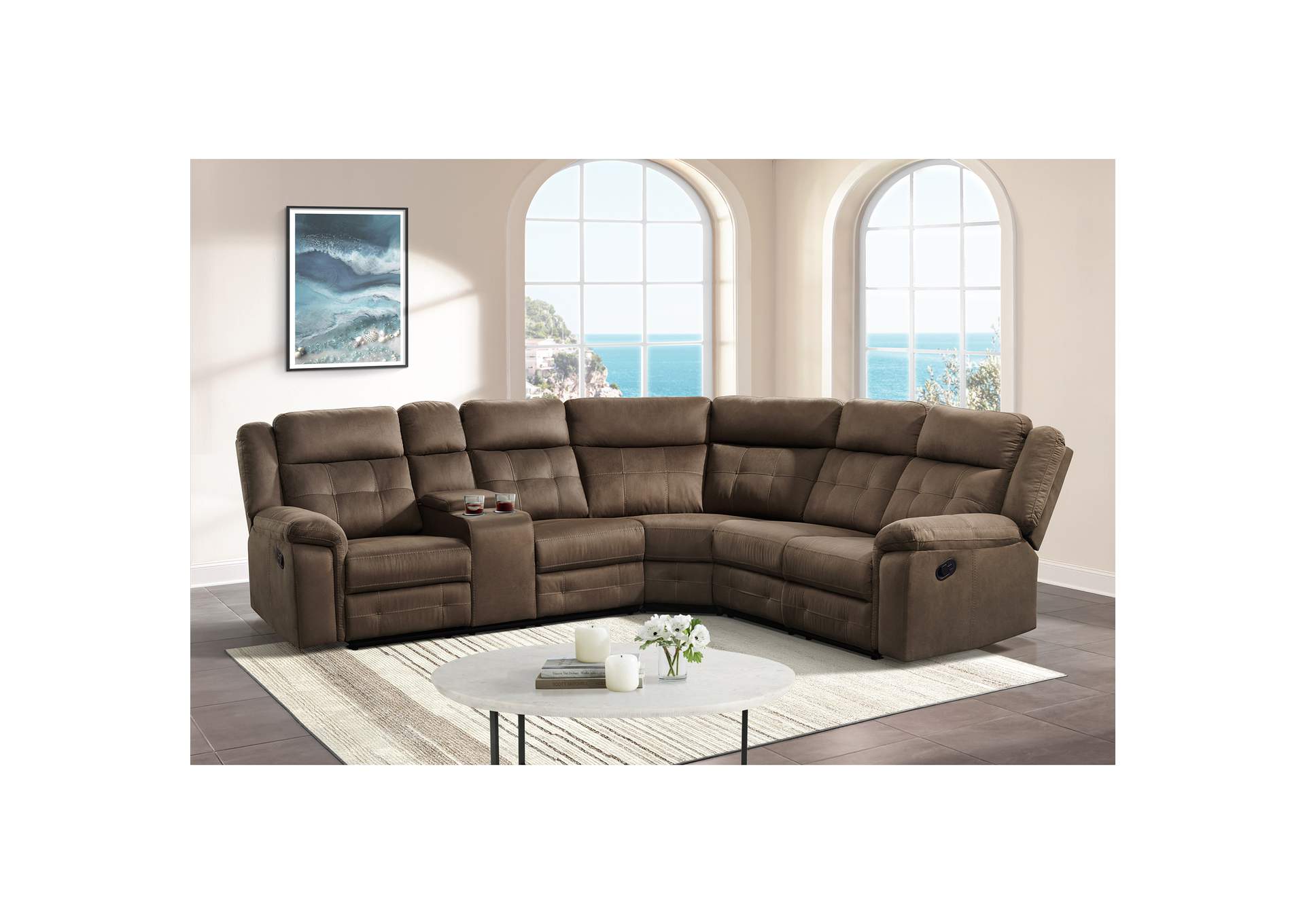 Keystone Sectional Right Hand Facing Loveseat In Brown,Elements