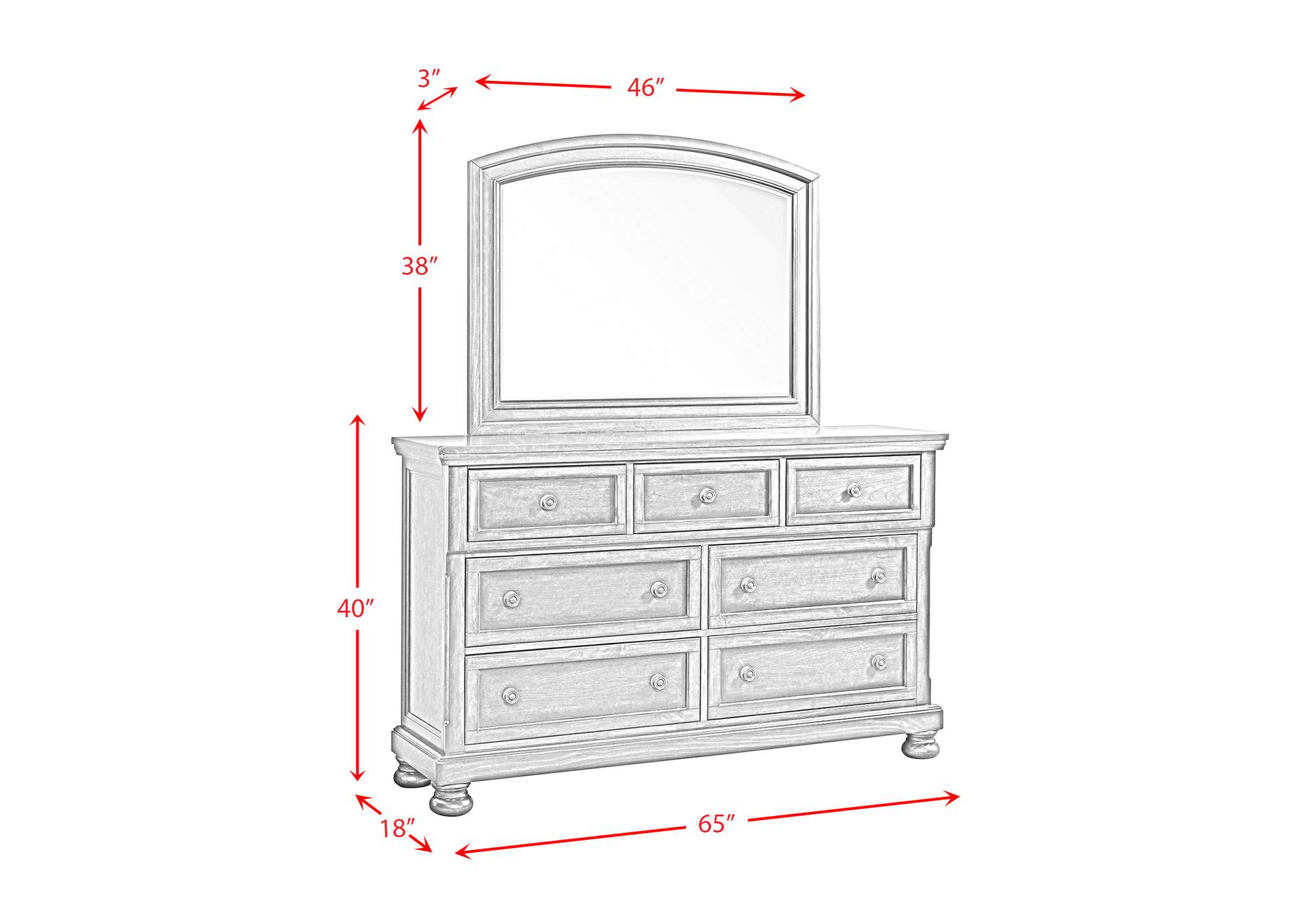 Kingston Grey Dresser Mirror,Elements