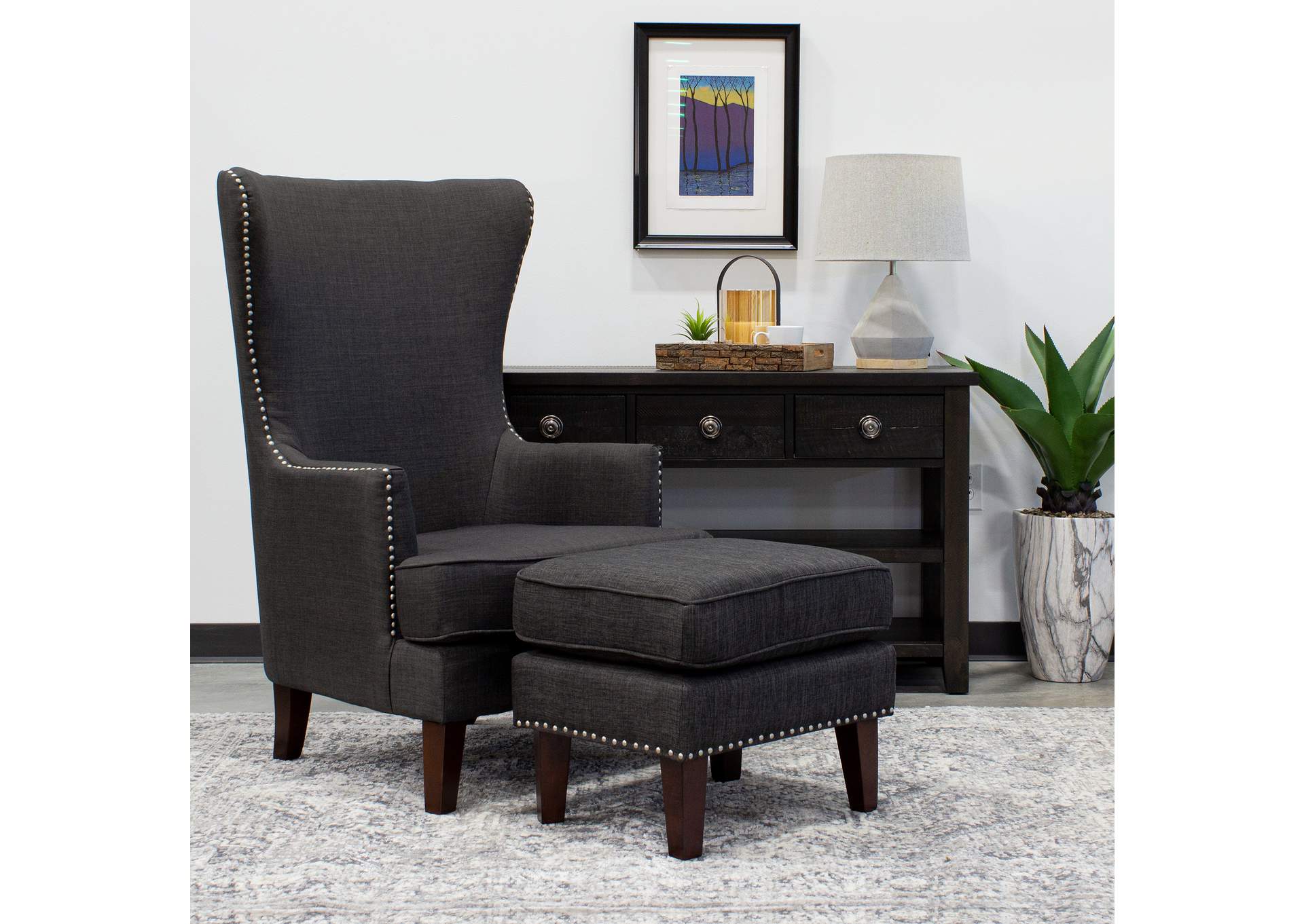 Kori Ottoman In Heirloom Charcoal,Elements