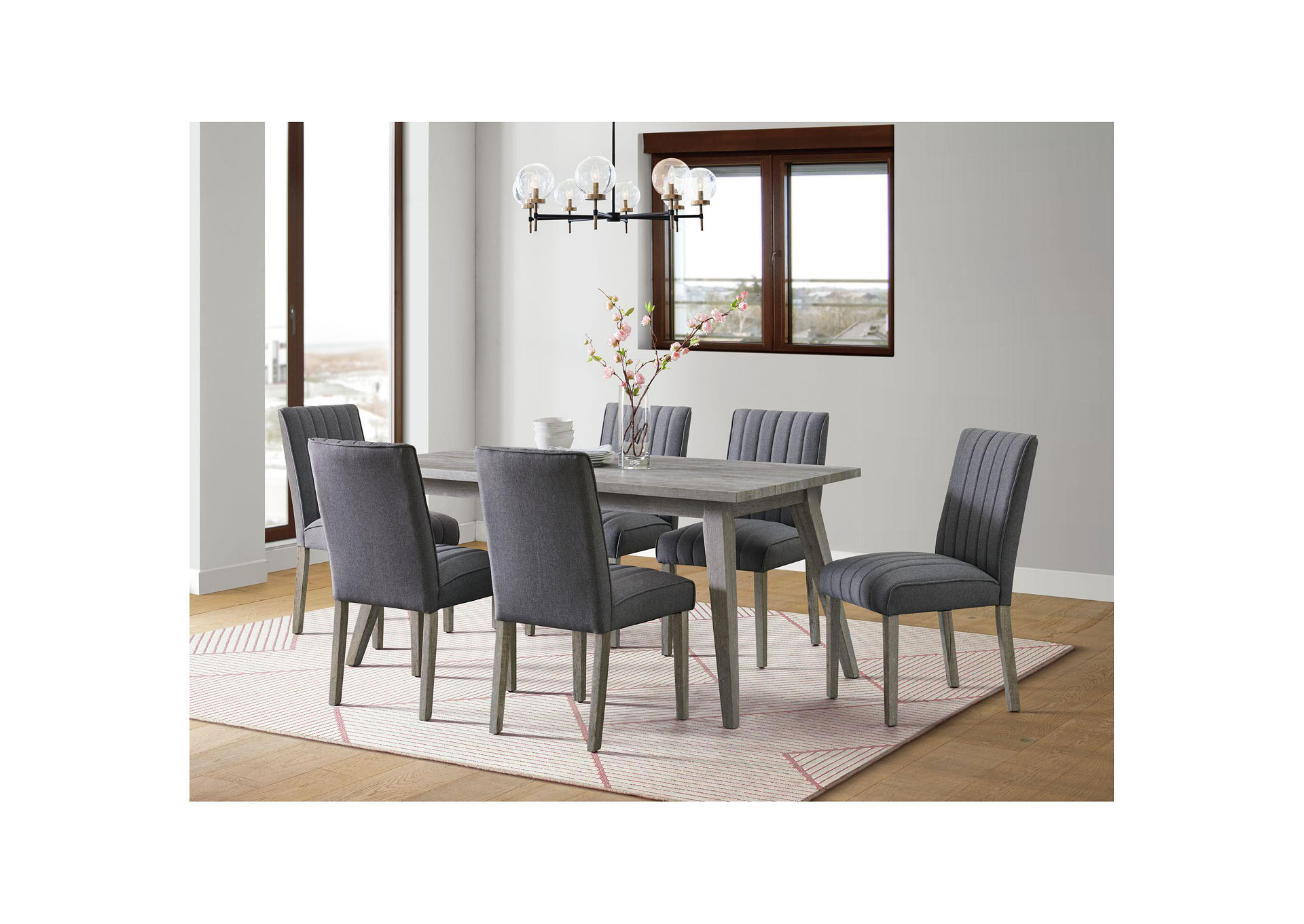 Kyle Dining Table In Grey Brushed,Elements