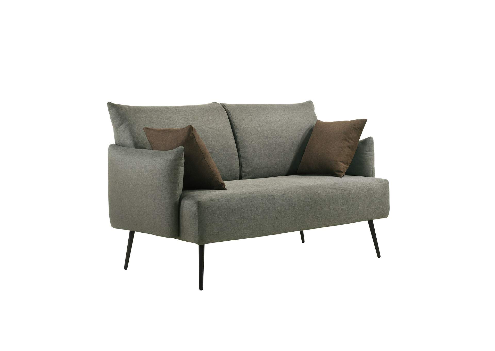 Lancia Loveseat In Apollo Dark Grey With 2 Walnut Pillows,Elements