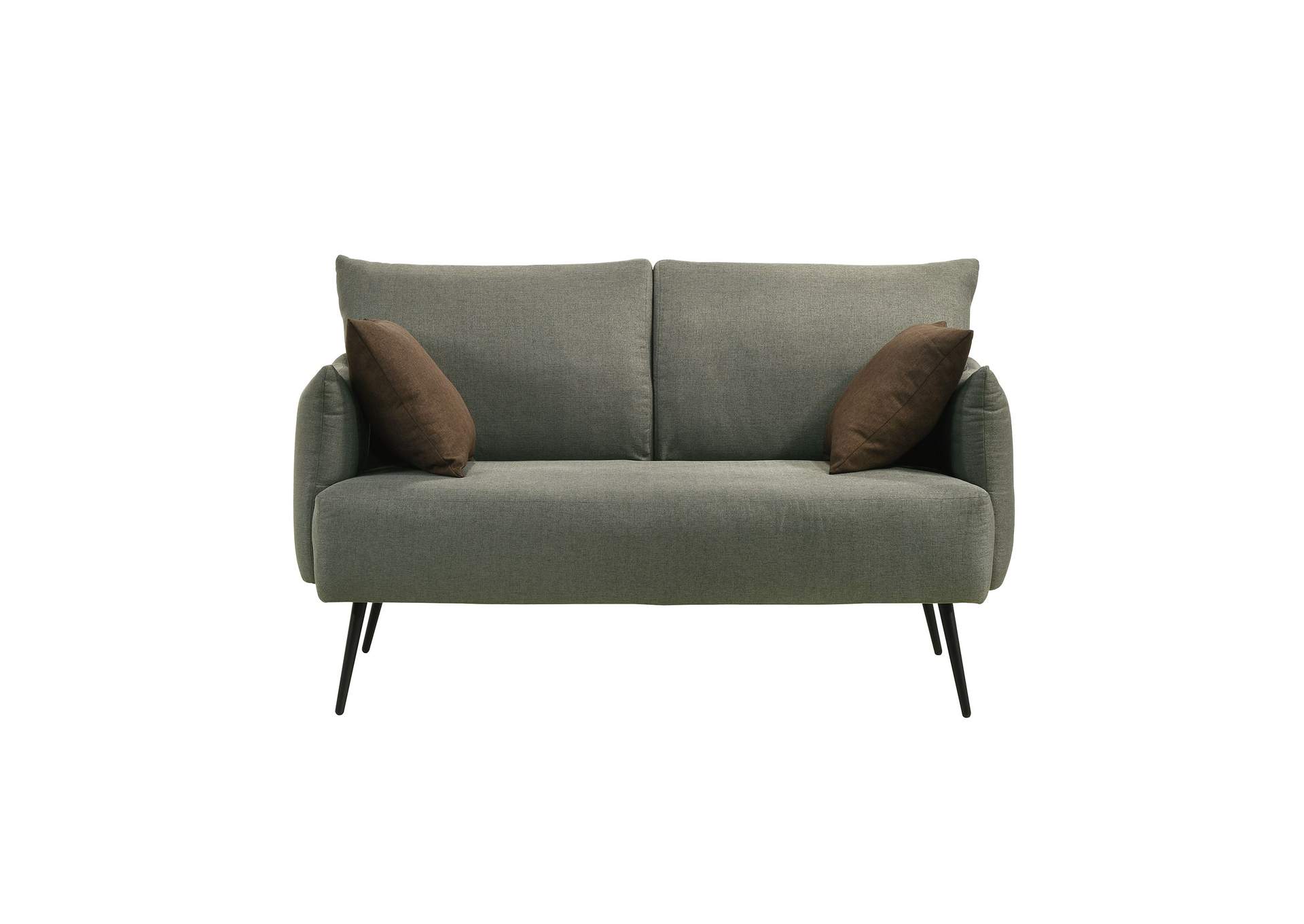 Lancia Loveseat In Apollo Dark Grey With 2 Walnut Pillows,Elements