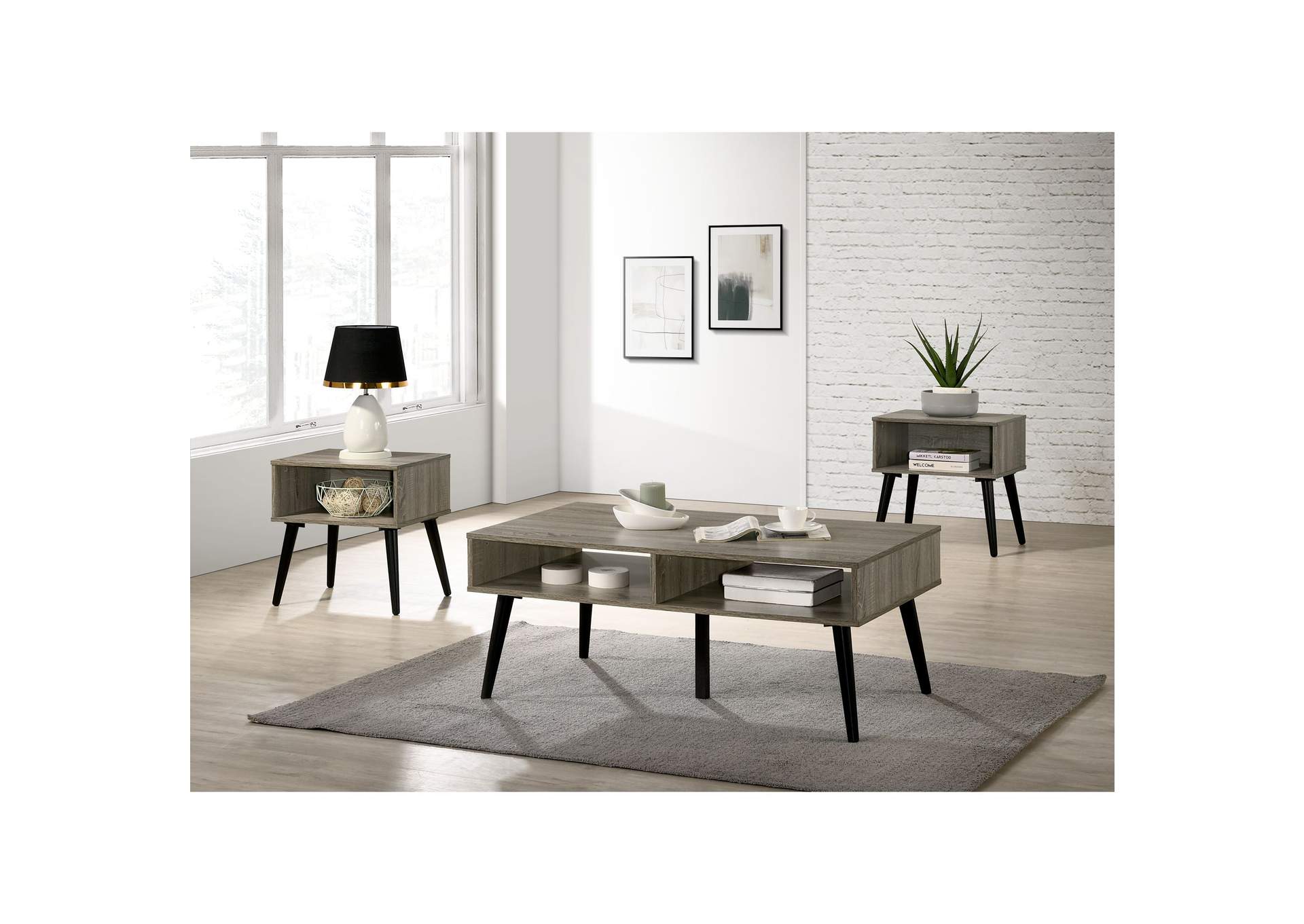 Lancia 3 Piece Occasional Table Set Set In Grey,Elements