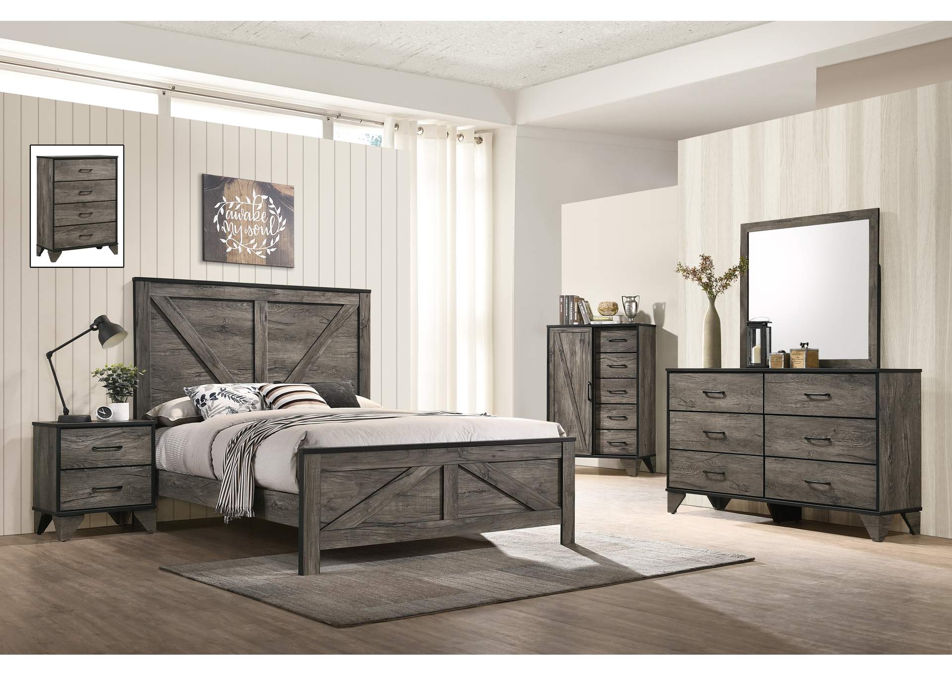 Laramie Twin Panel Bed In Grey,Elements