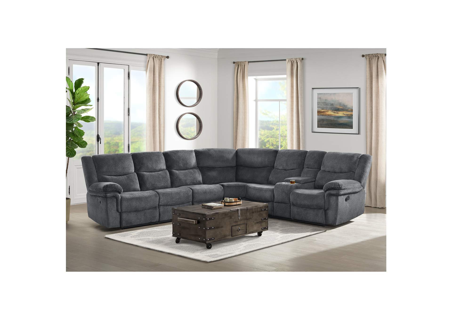 Lawrence Sectional Right Hand Facing Loveseat With Console In Slate,Elements