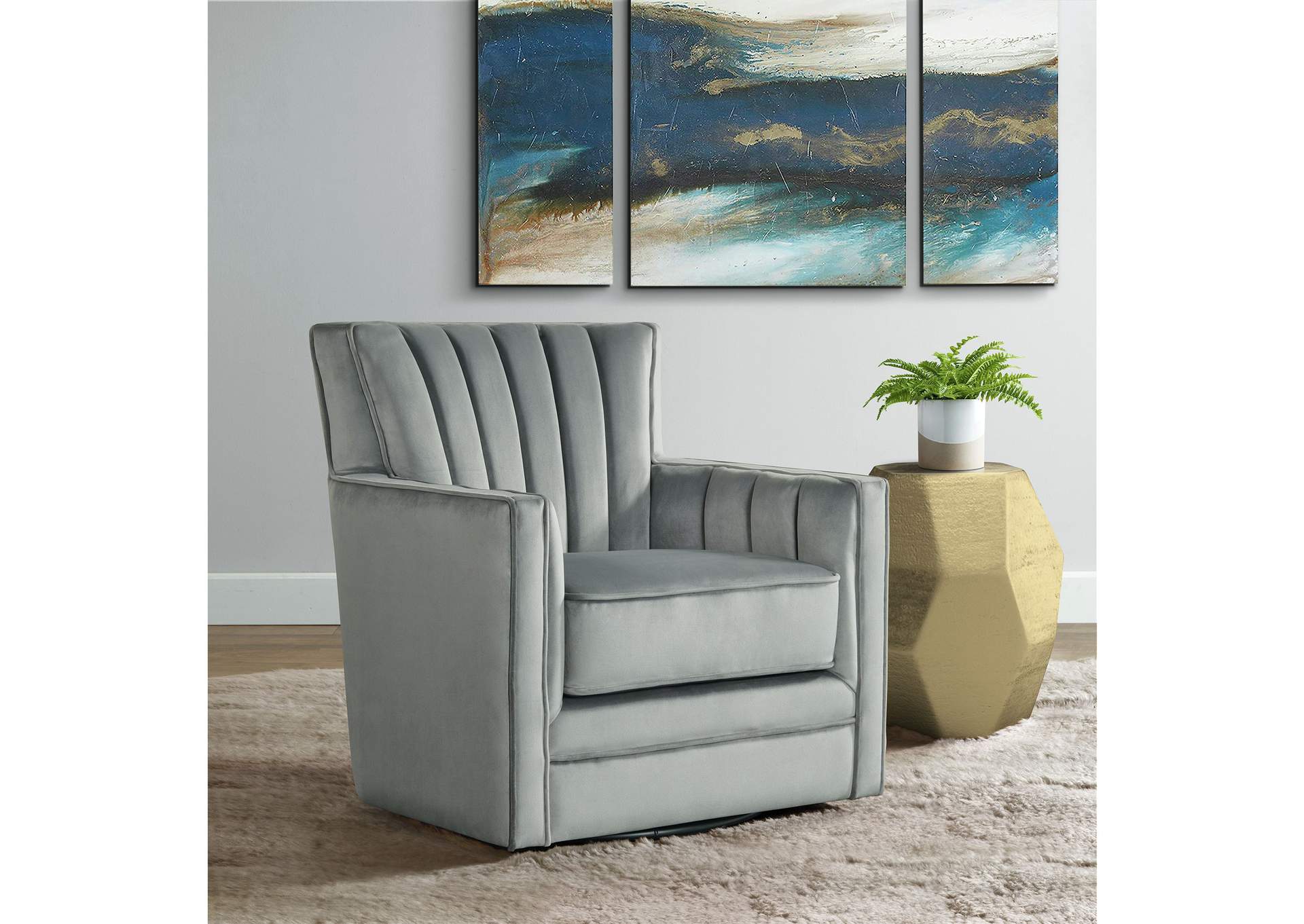 Loden Swivel Chair In Royale Metal,Elements