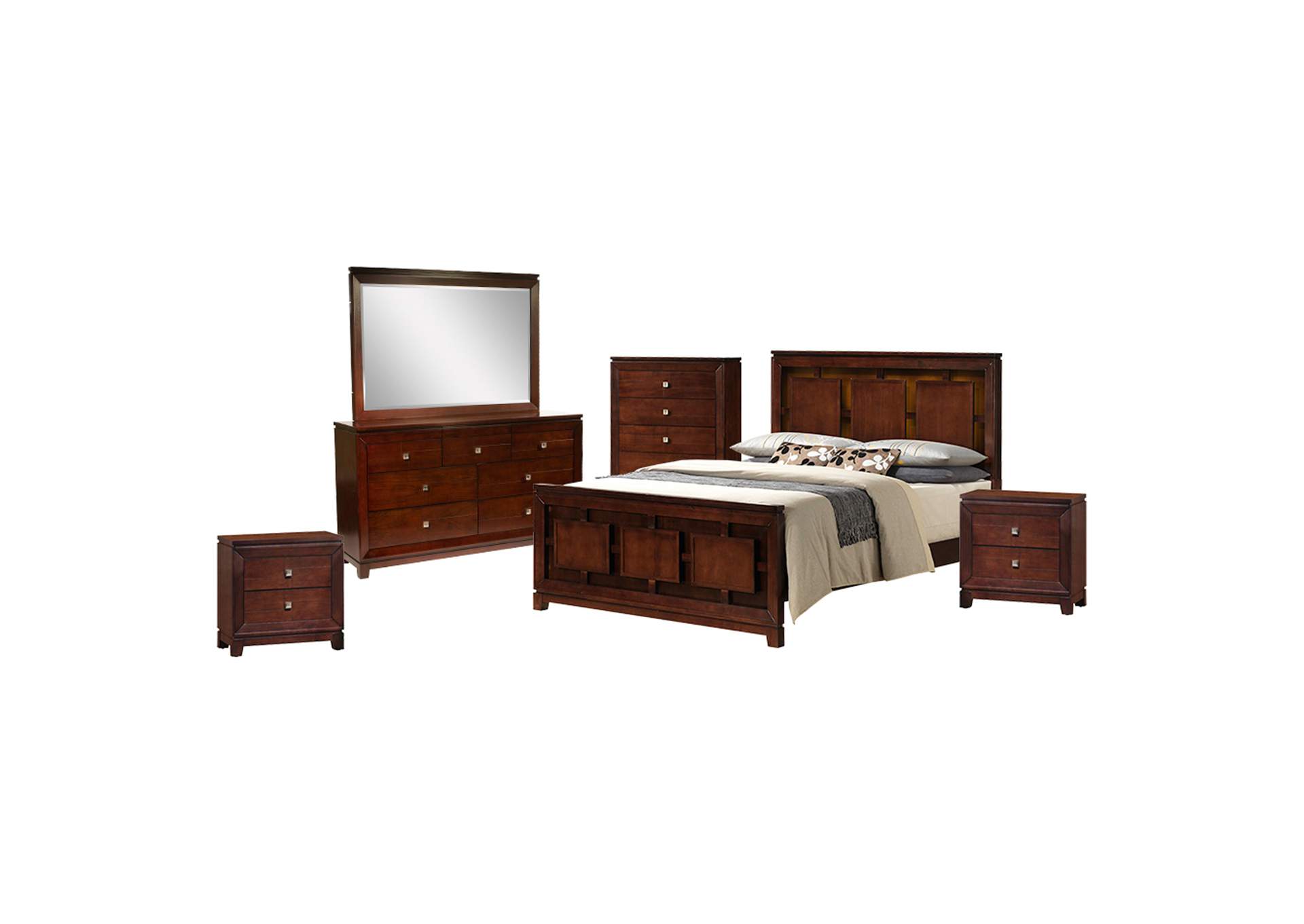 London King Panel 6 Piece Bedroom Set,Elements