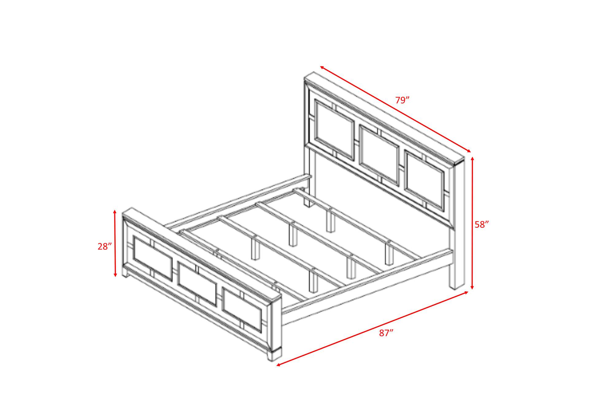 London King Panel 6 Piece Bedroom Set,Elements