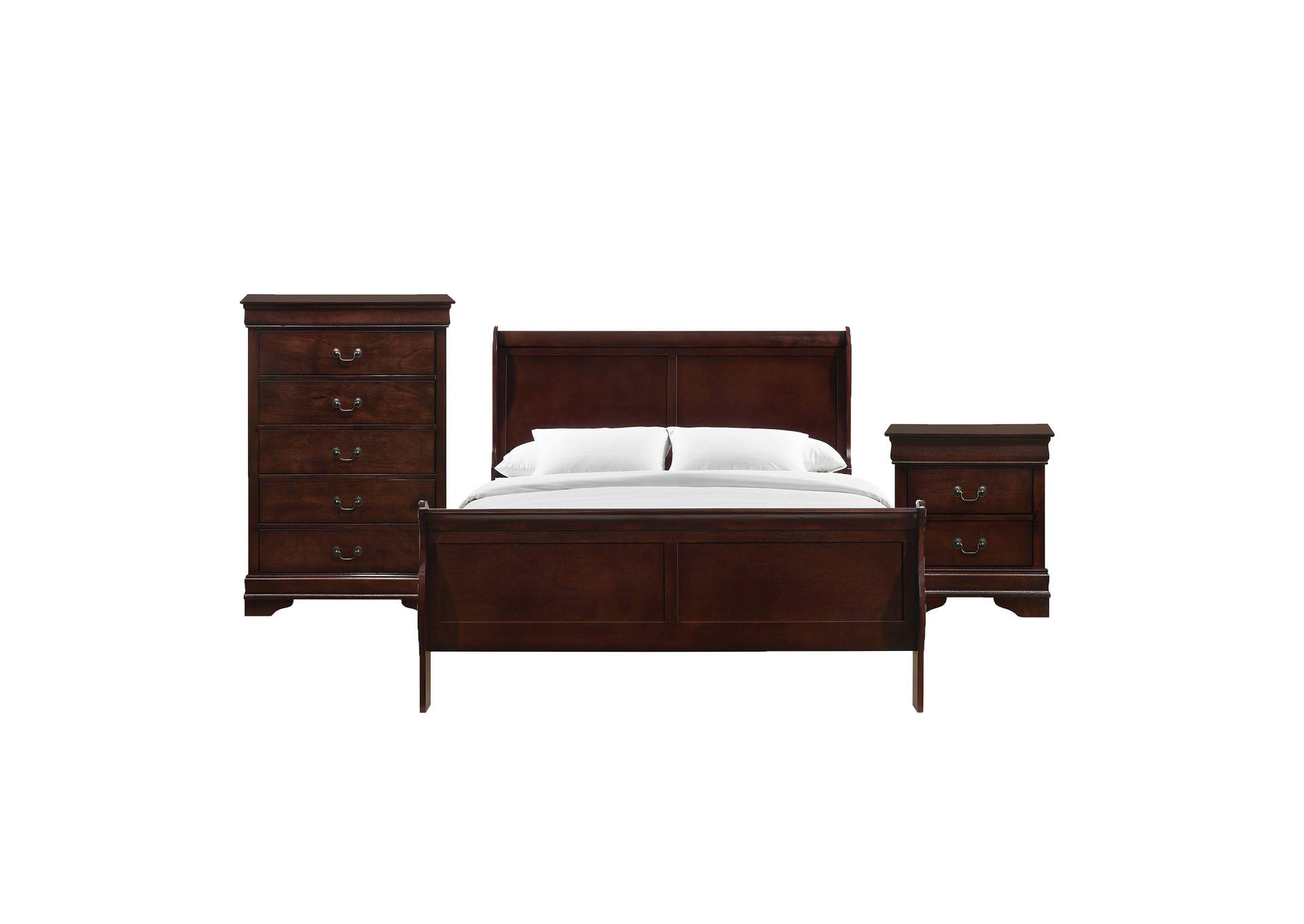 Louis Philippe Queen Panel 3 Piece Bedroom Set In Cherry,Elements