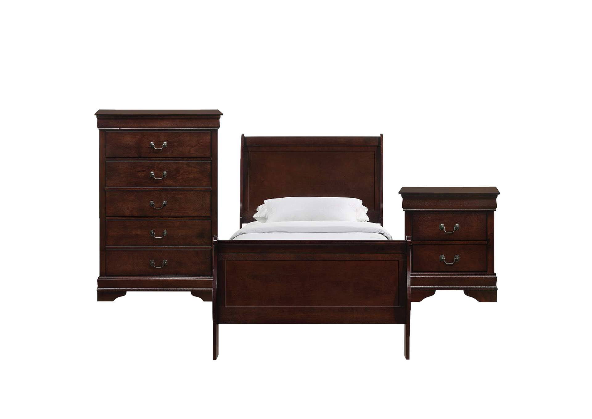 Louis Philippe Twin Panel 3 Piece Bedroom Set In Cherry,Elements