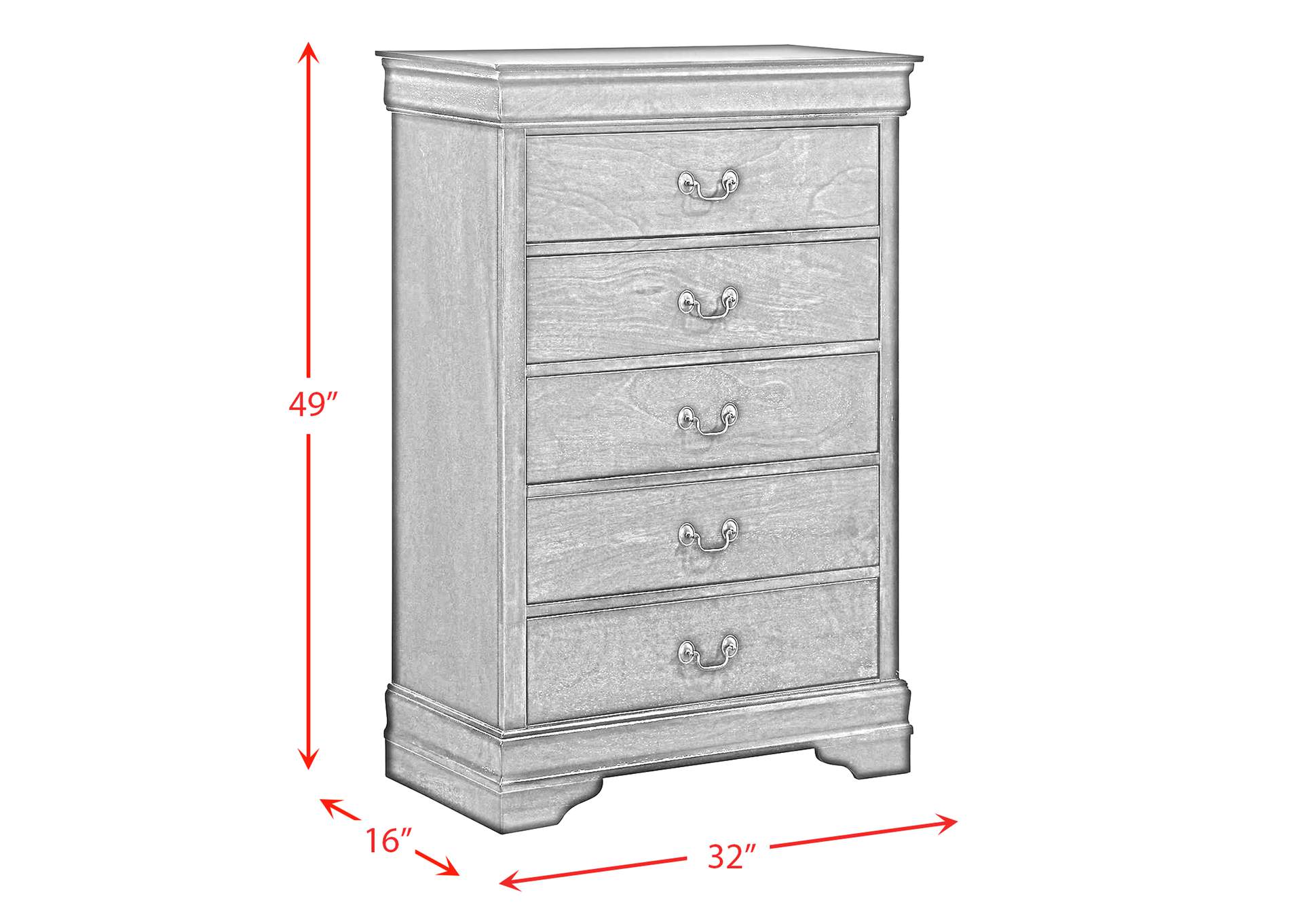 Louis Philippe 5-Drawer Chest in Black,Elements