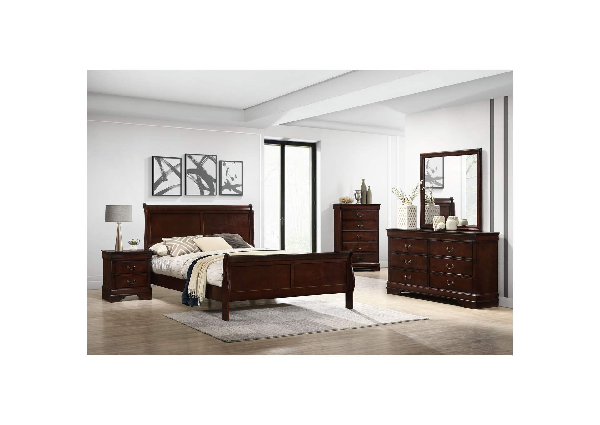 Louis Phillippe Full Panel Bed In Cherry,Elements